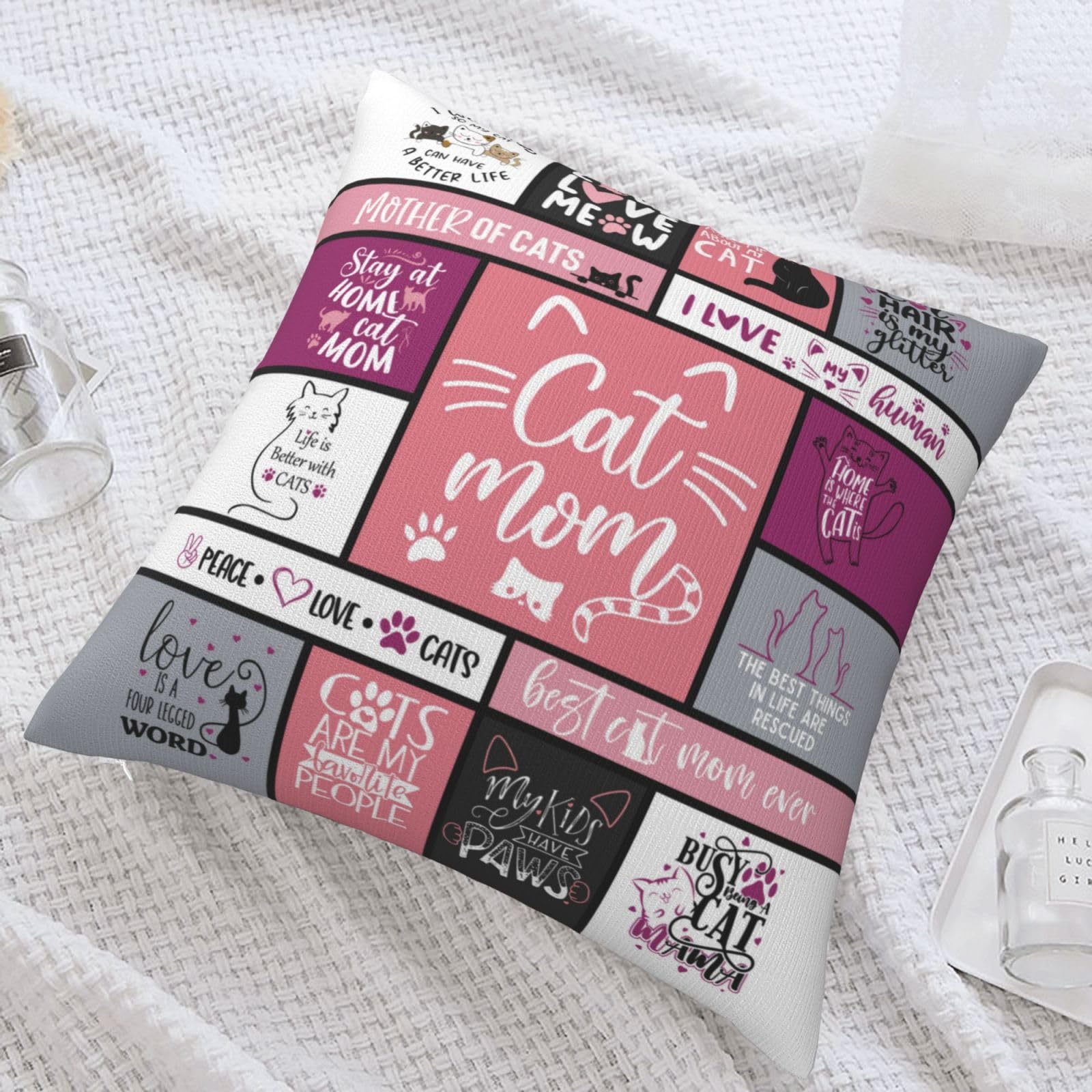 Regalos para mamá de gatos, regalos para amantes de los gatos, regalos temáticos de gatos para mujeres, regalos de gatos para niñas, decoración de gatos para amantes de los gatos, fundas de