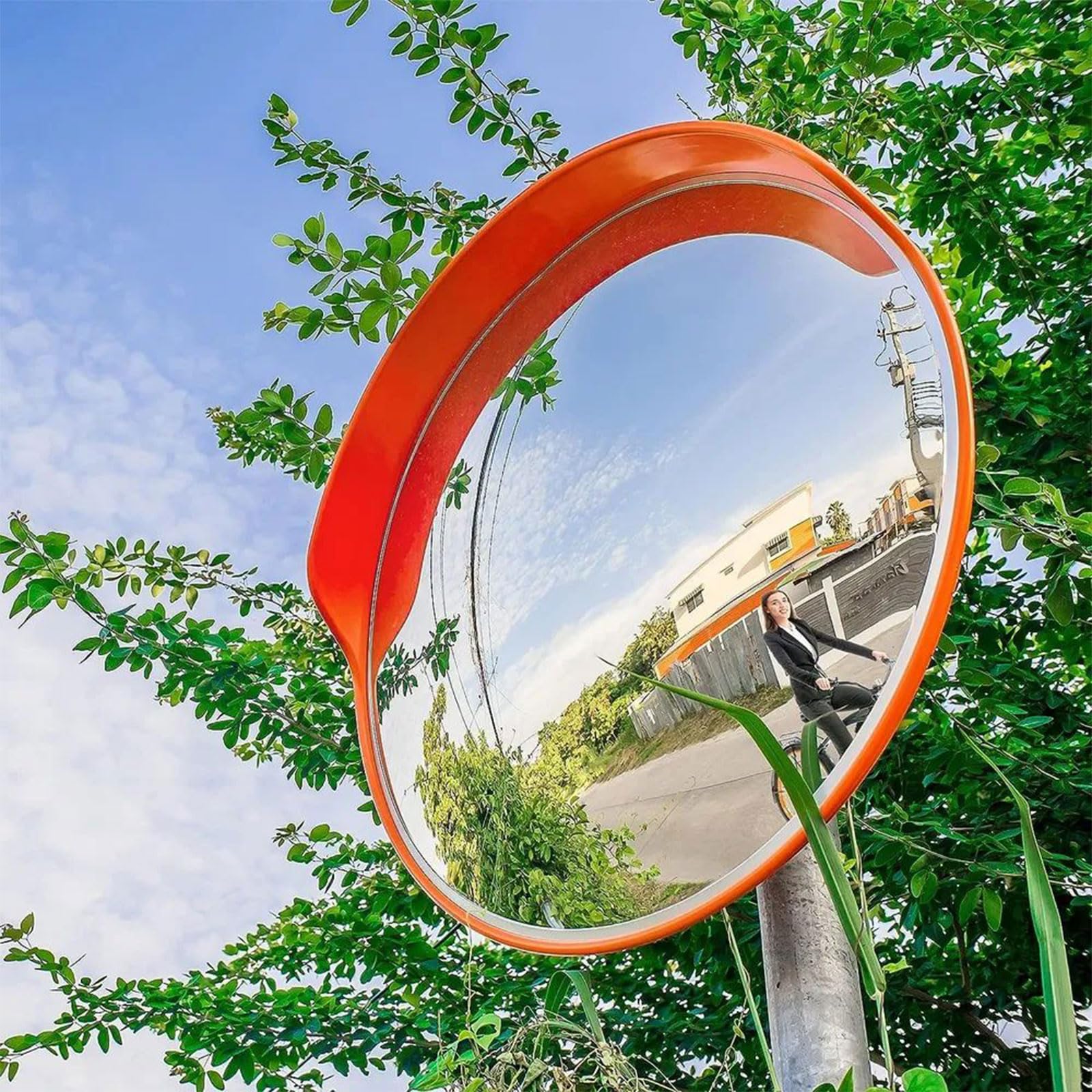 Comioke Ø30cm Specchio Stradale, Specchio di Sorveglianza, Convex Traffic Mirror, Specchi Sicurezza per il Traffico con Staffa e Viti, per Strade, Magazzini, Garage e Negozi (Rosso)