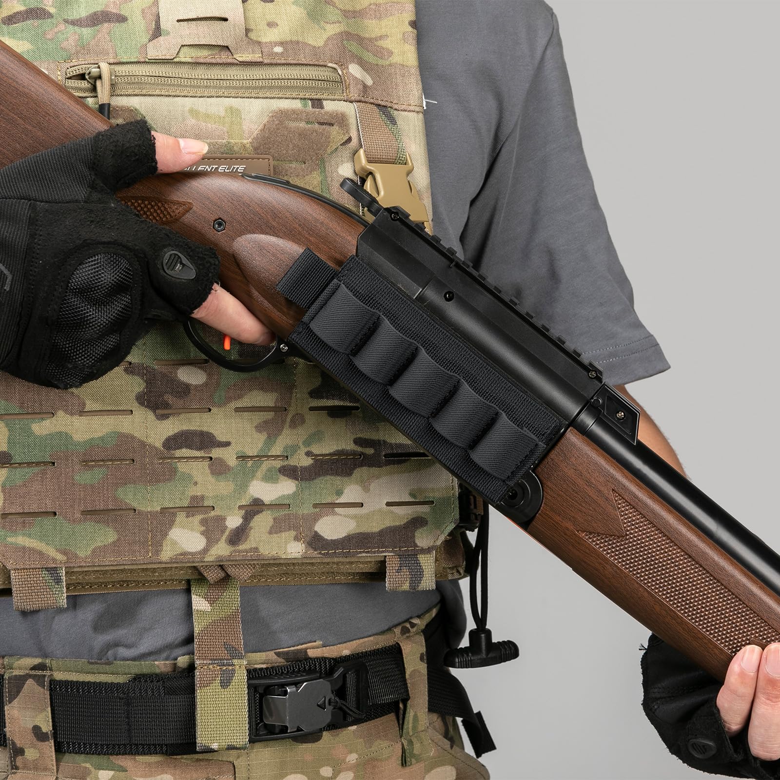 EXCELLENT ELITE SPANKER Taktisch 12 Nummer Shotgun Bullet Shell Halter für Gewehre Nylon(Schwarz)