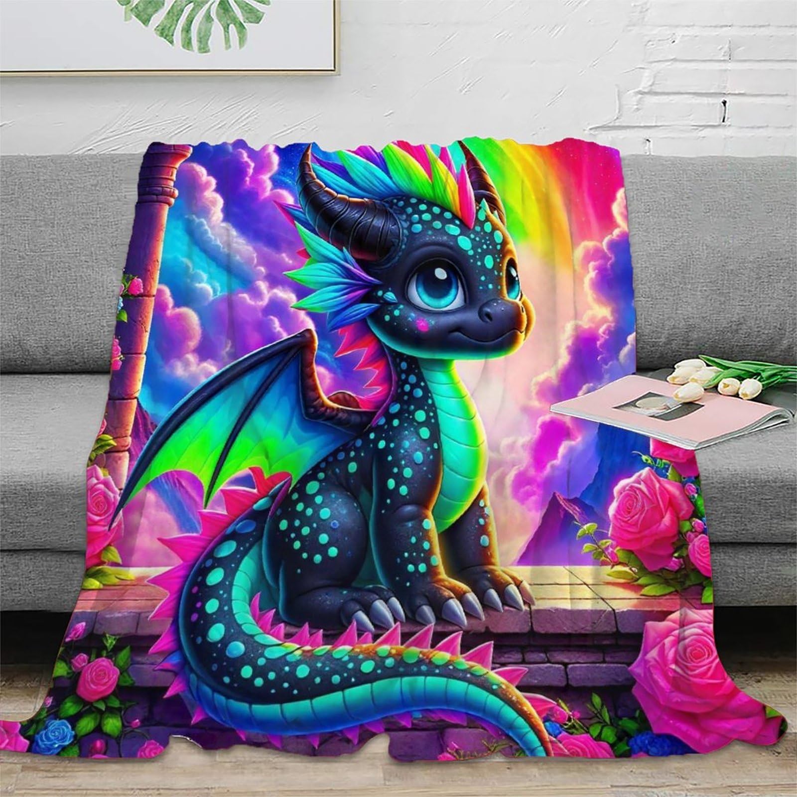 Couverture ptérosaure 3D en microfibre anti-froid pour grand lit chaud d'adulte