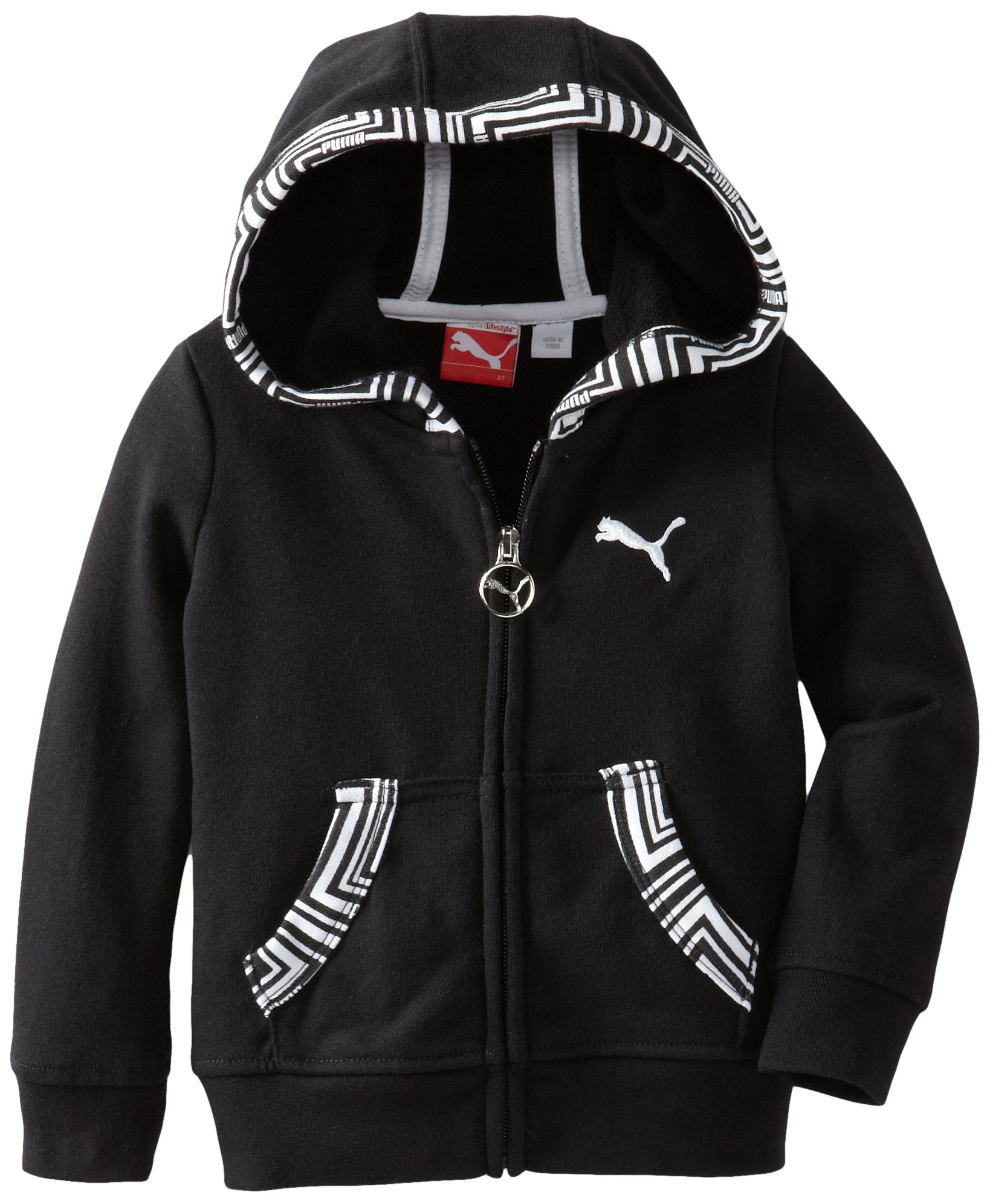 PUMA Little Girls' Printed Trim Long Sleeve Hoodie