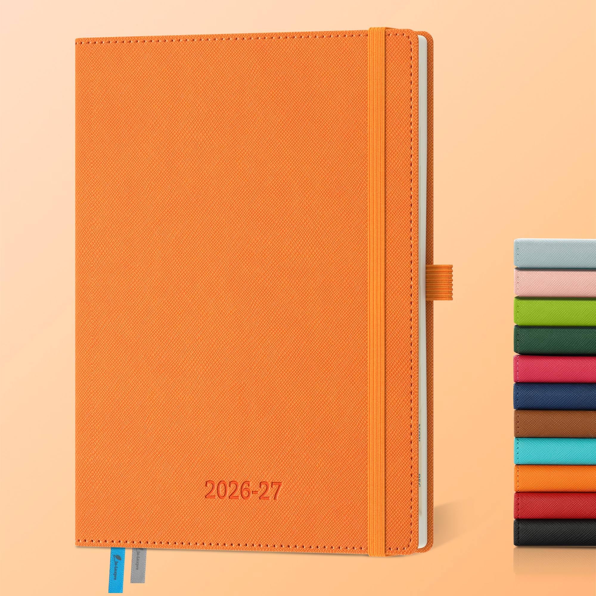 IN-LUXPRO Academic Diary 2026-2027: A5 Week to View (21.9x16.2 cm) 18 Months(Jul'26 - Dec'27) Weekly & Monthly Planner with Month Tabs & Inner Pocket, Expenses/Note Pages, PU Leather Orange