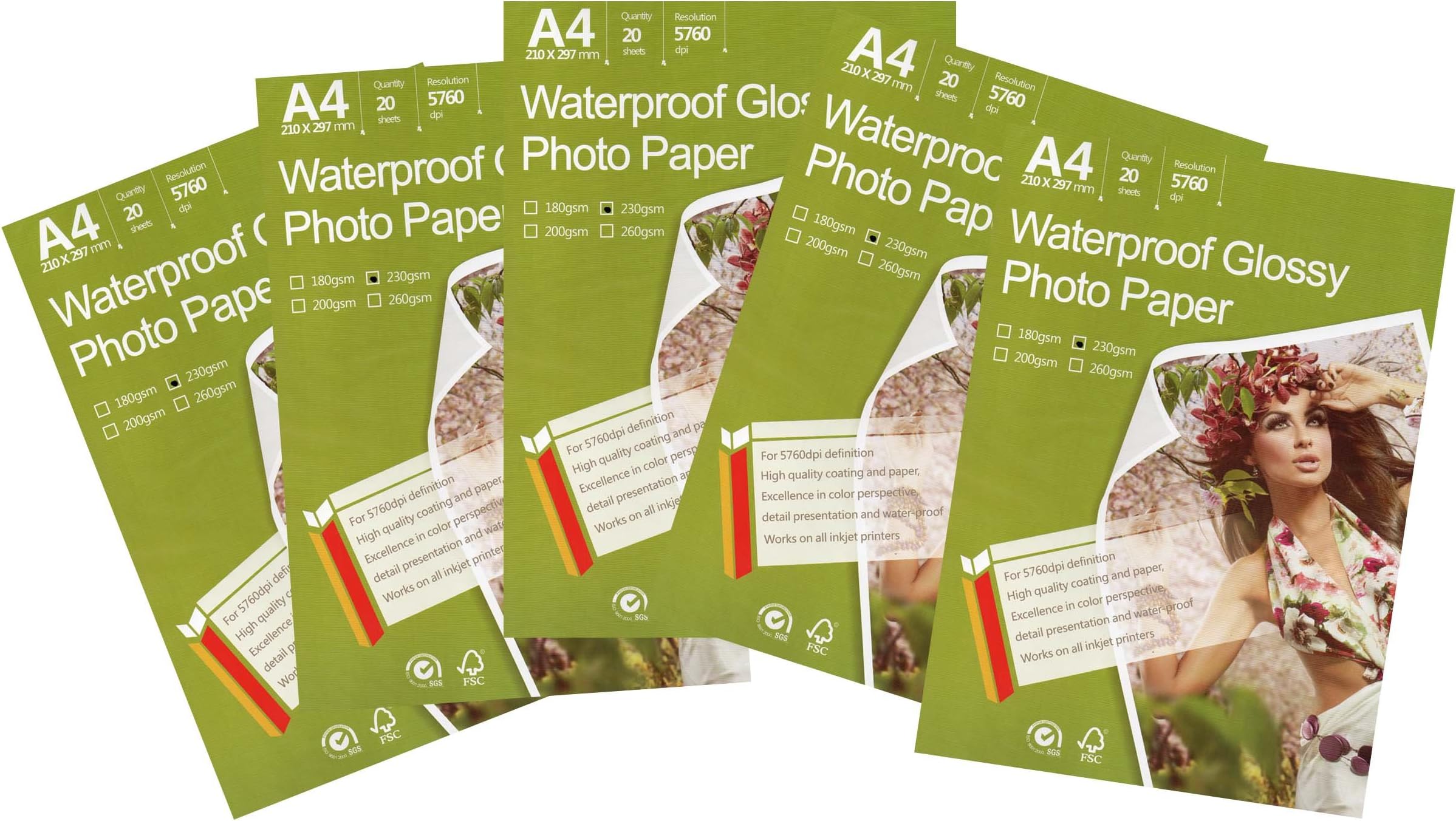 Inkjet photo paper Premium White Glossy 8.3"x11.7" A4 Size 100 sheets weight 230gsm