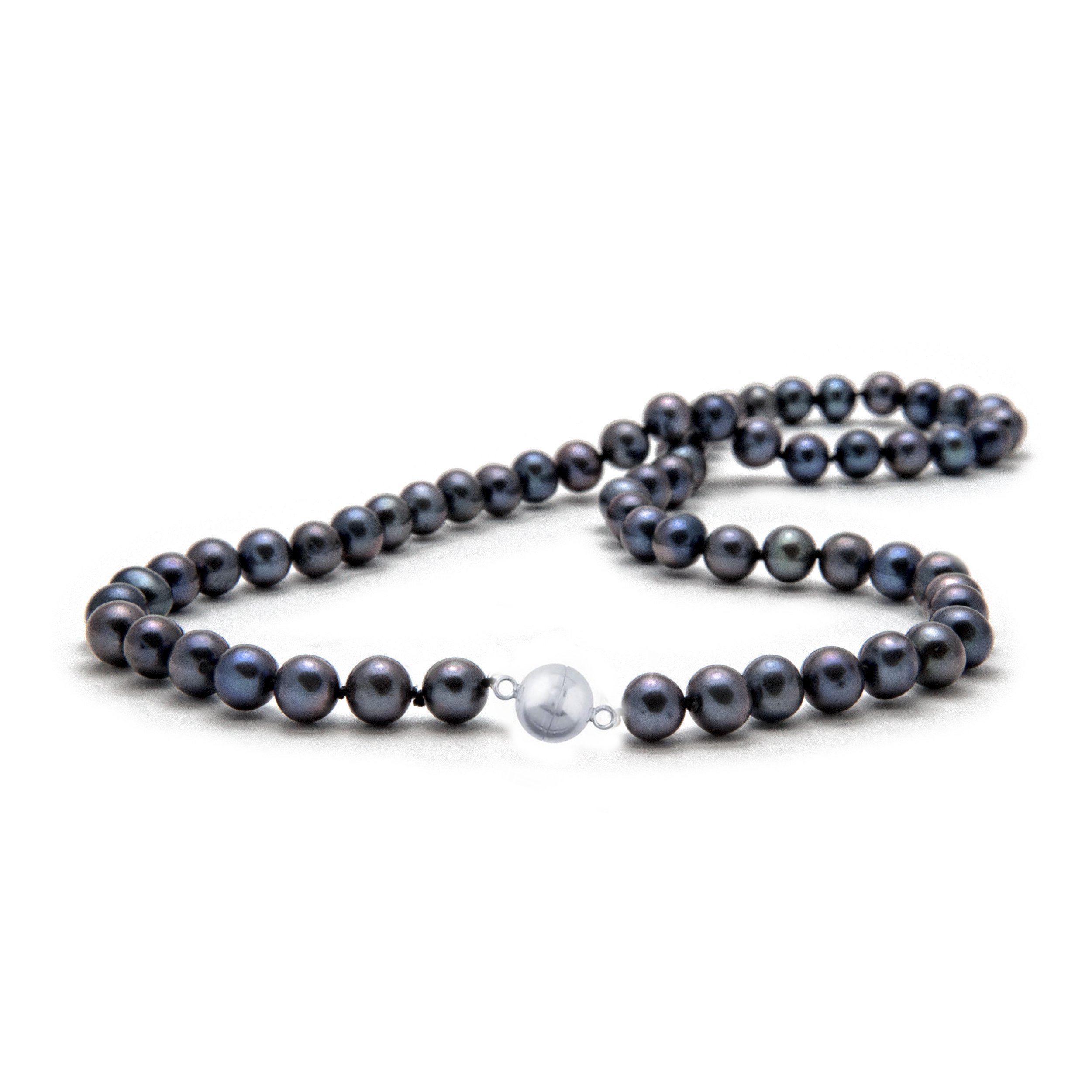 Treasure Bay Elegant AA Grade 8-9mm Natural Black Freshwater Pearl Necklace For Women, Ladies Presented in A beautiful Jewellery Gift Box