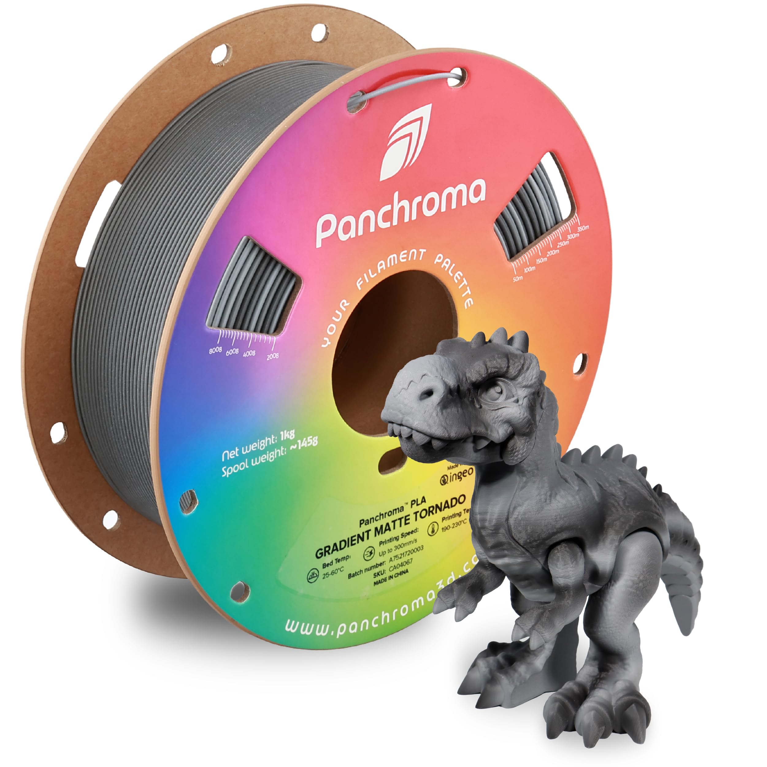 Polymaker Panchroma Gradient Matte PLA Filament, Multicolor Gradient Matte Dark and Light Grey 1.75mm 3D Printing Filament, 3D Printer PLA Filament,