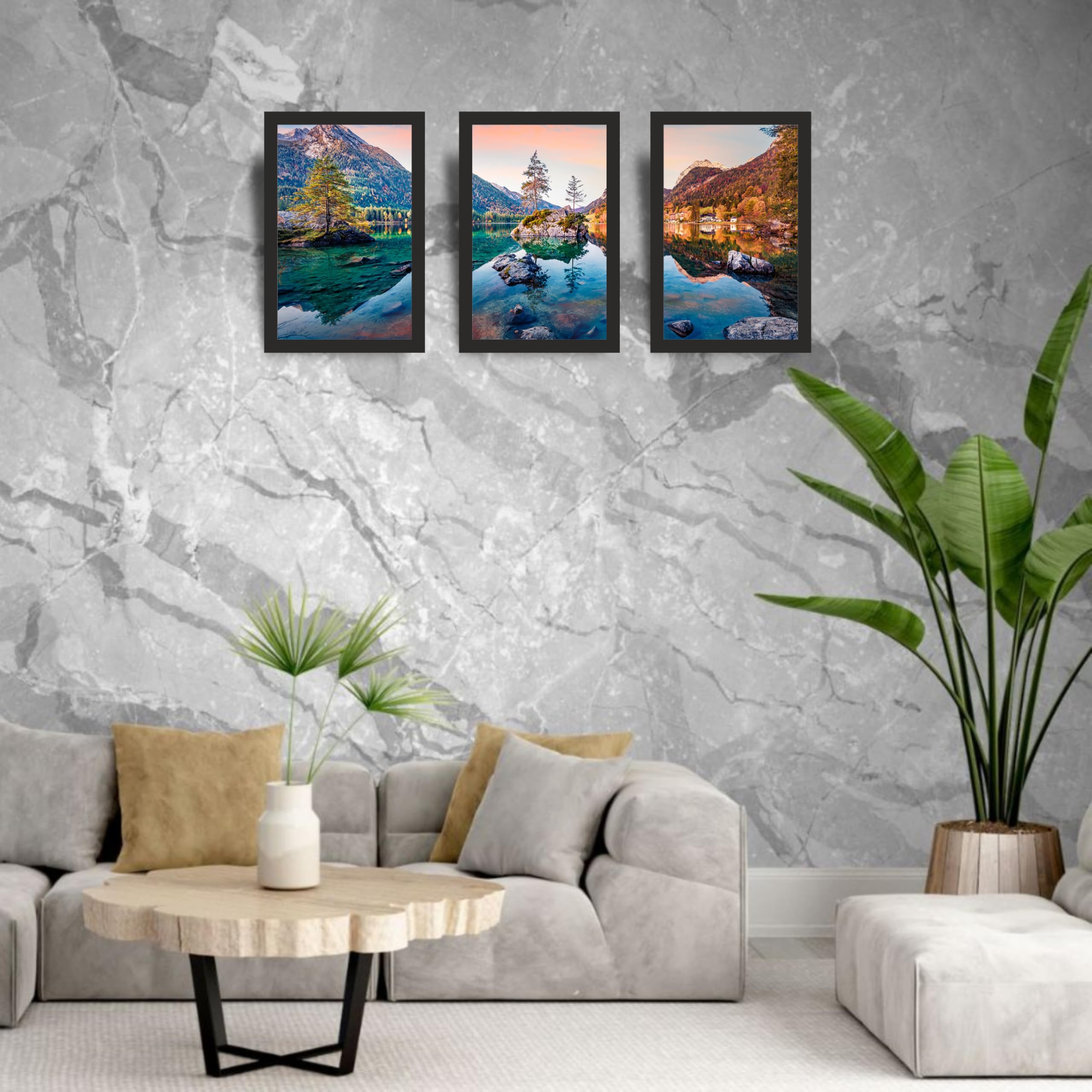 Crystal Lake Mountain Wall Art Set of 3