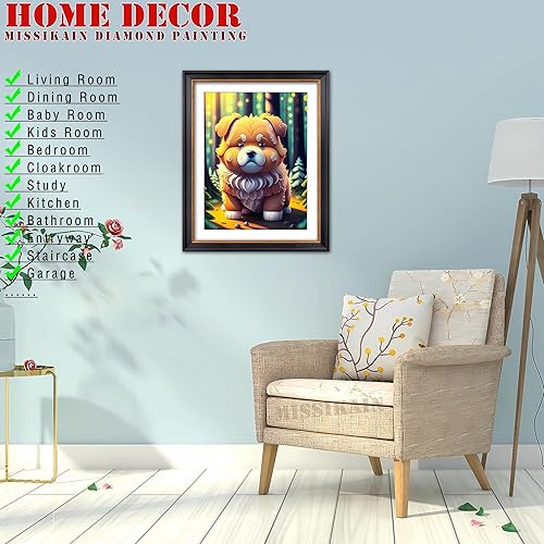 Miniatura 3 de MISSIKAIN Kits de pintura artística de diamantes para adultos y principiantes, pinturas de diamantes de animales de perro 5D para decoración de