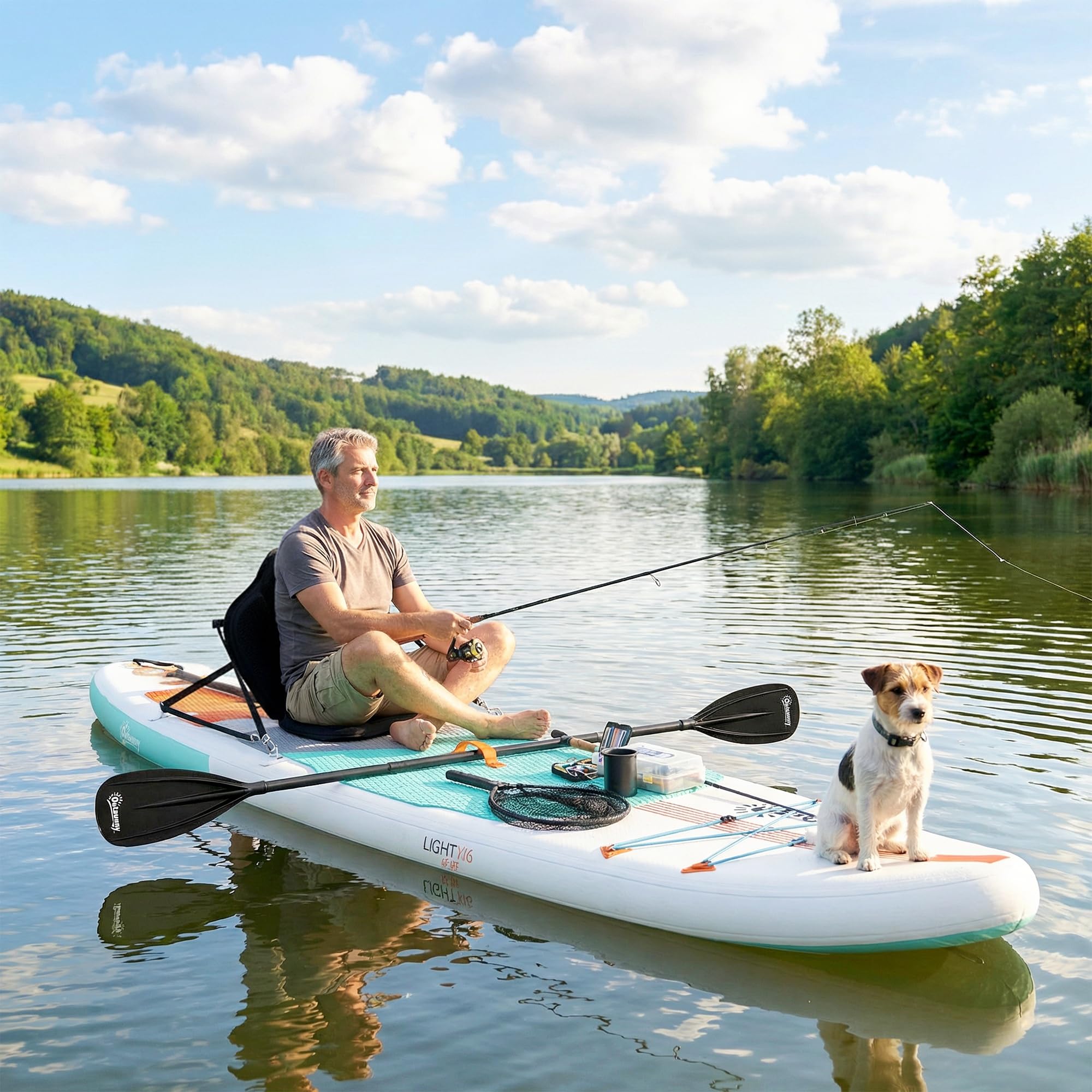 Outsunny Tabla Paddle Surf Hinchable con Accesorios 335 cm, Remo Convertible, Asiento, Aletas, Stand Up Paddle Board con Superficie EVA Antideslizante, Bomba, Mochila, Funda, Carga 180 kg para Adultos