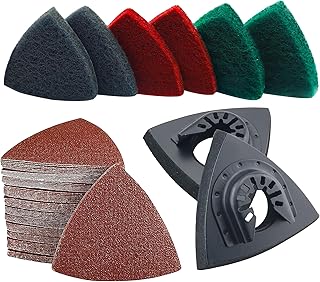 133PCS oscillating Tool Sanding Pads kit,125sandpaper, 2 Triangular Sanding Pads and 6 Triangular Scrubbing Pads for Surface Sanding,Mechanical Maintenance Cleaning, polishing, deburring