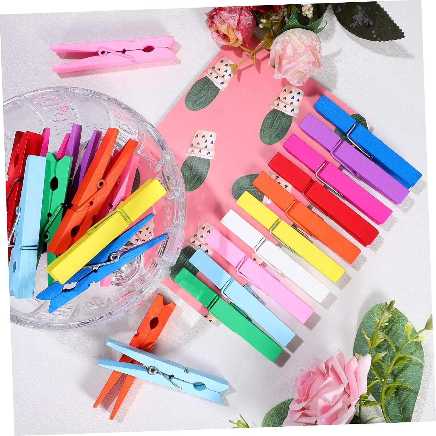 Kichvoe 100pcs Wooden Clothes Pins Natural Wood Laundry Hooks Strong Grip for Crafts Decorative Clamps