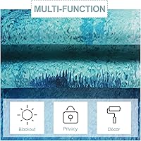Vista 6 de 2 paneles de cortinas opacas para ventana de granja, cenefas color turquesa, cenefas de privacidad para ventanas con bolsillo para barra, cenefa