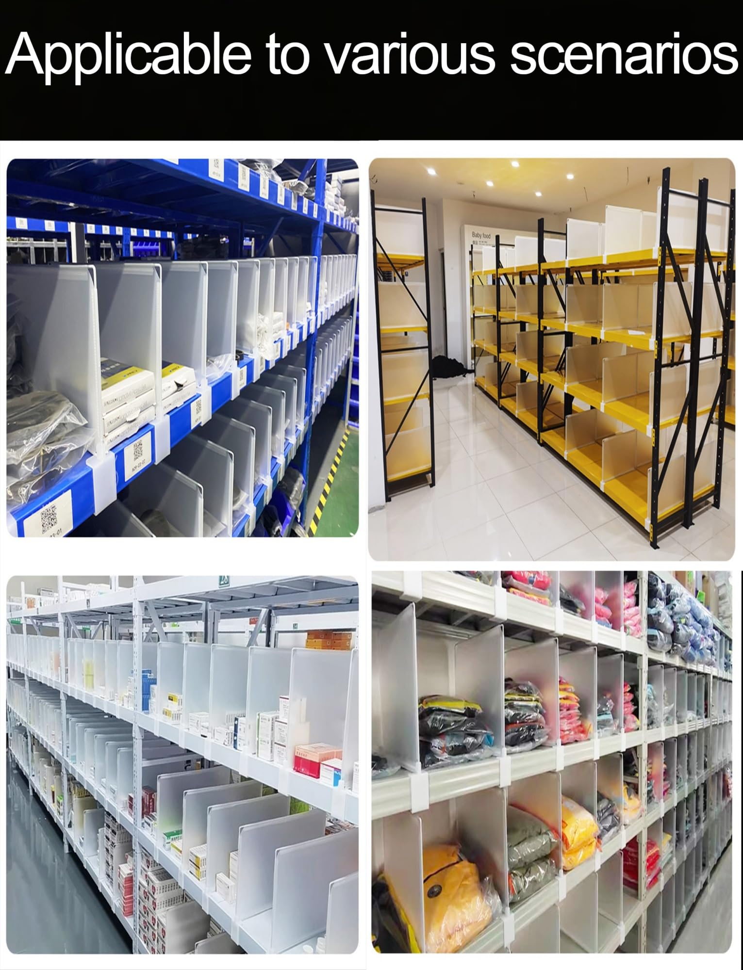 Juego de 12 divisores ajustables para organización de armarios, separadores de almacenamiento de plástico para ropa, libros y estantes de almacén (6 cm, 40 x 30 cm)