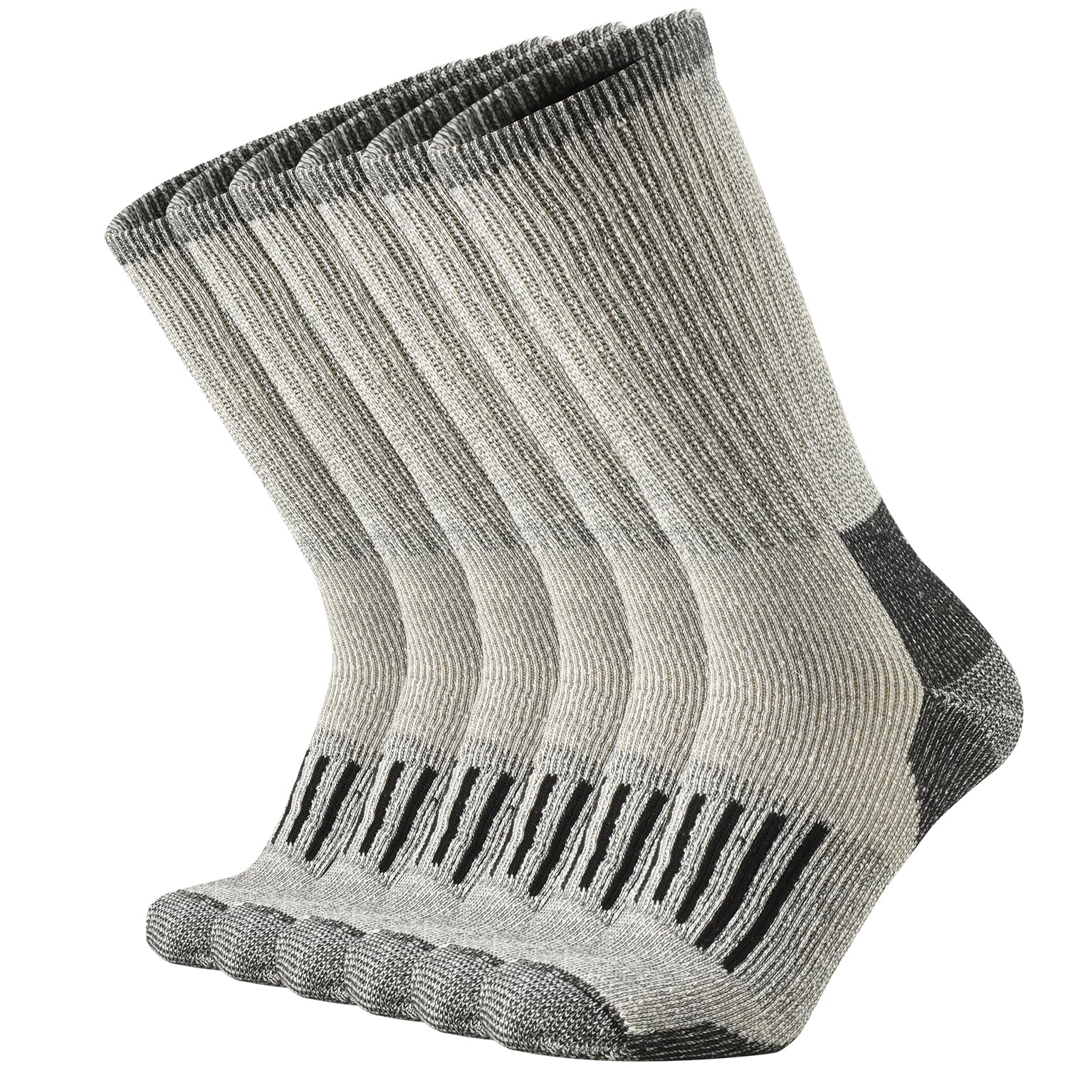 SOX TOWN Men's Merino Wool Cushion Crew Socks Moisture Wicking Control for Outdoor Hiking Work Boot Thermal Warm All Seasons(Black XL)