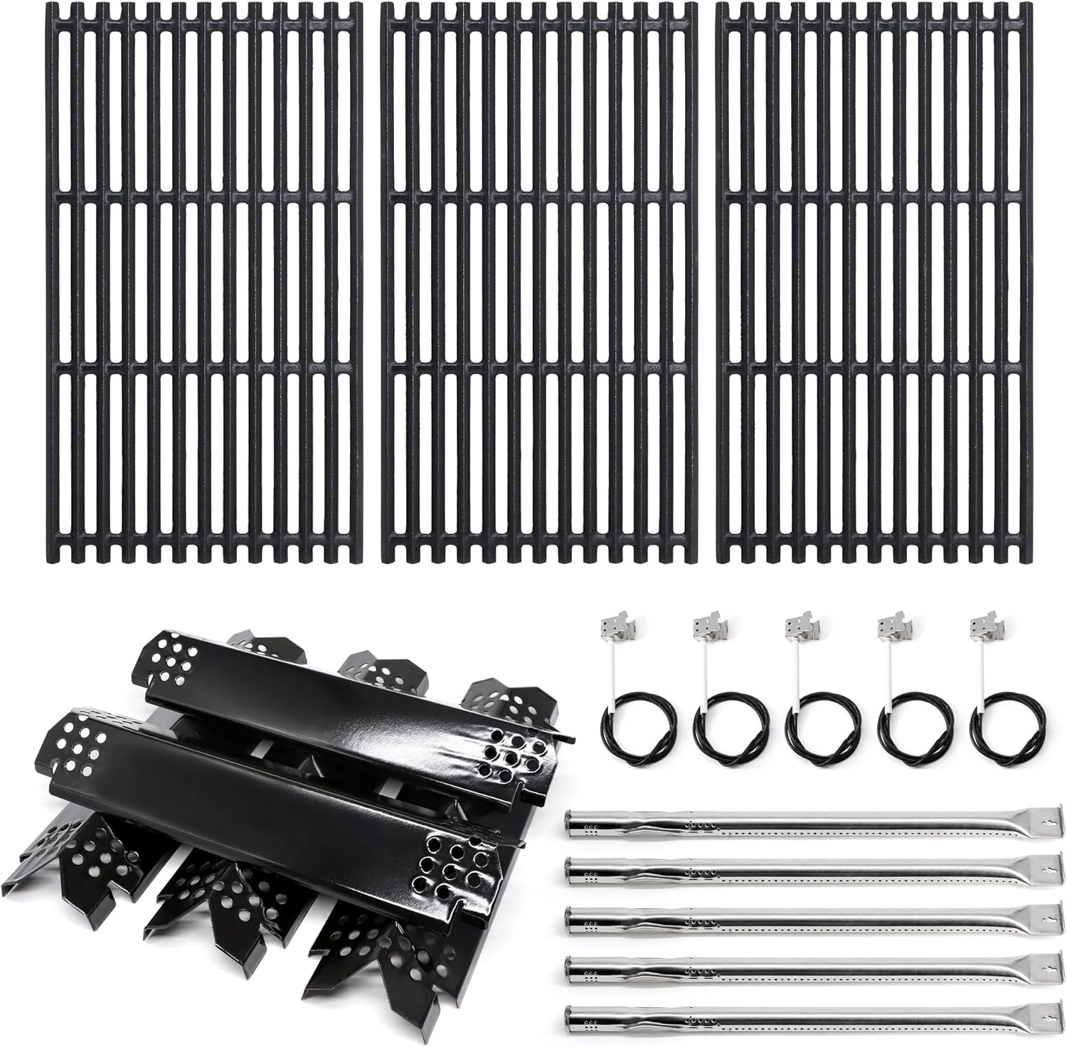 Replacement Parts for Nexgrill 720-0882A Evolution Infrared Plus 5-Burner Grill, Heat Plates Tents, Burners, Igniters and Cast Iron Grill Grates Replacement for Nexgrill 720-0882A