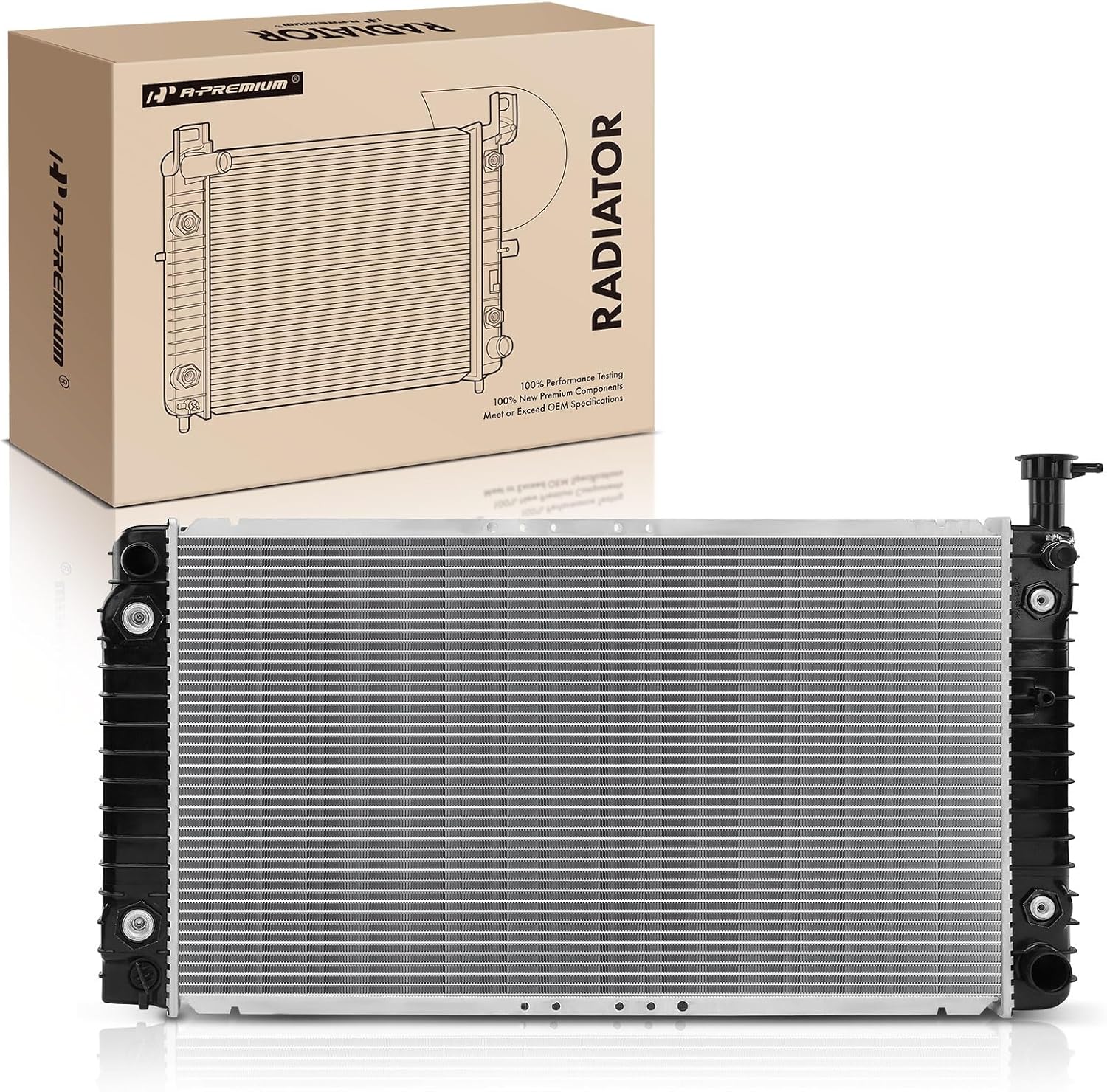 A-Premium Engine Coolant Radiator with Transmission Oil Cooler Compatible with Chevrolet Express 1500 2500 3500 G10 & GMC G1500 2500 3500 Savana 1500 4.3L 5.0L 5.7L, Automatic Trans. Replace# 52456258