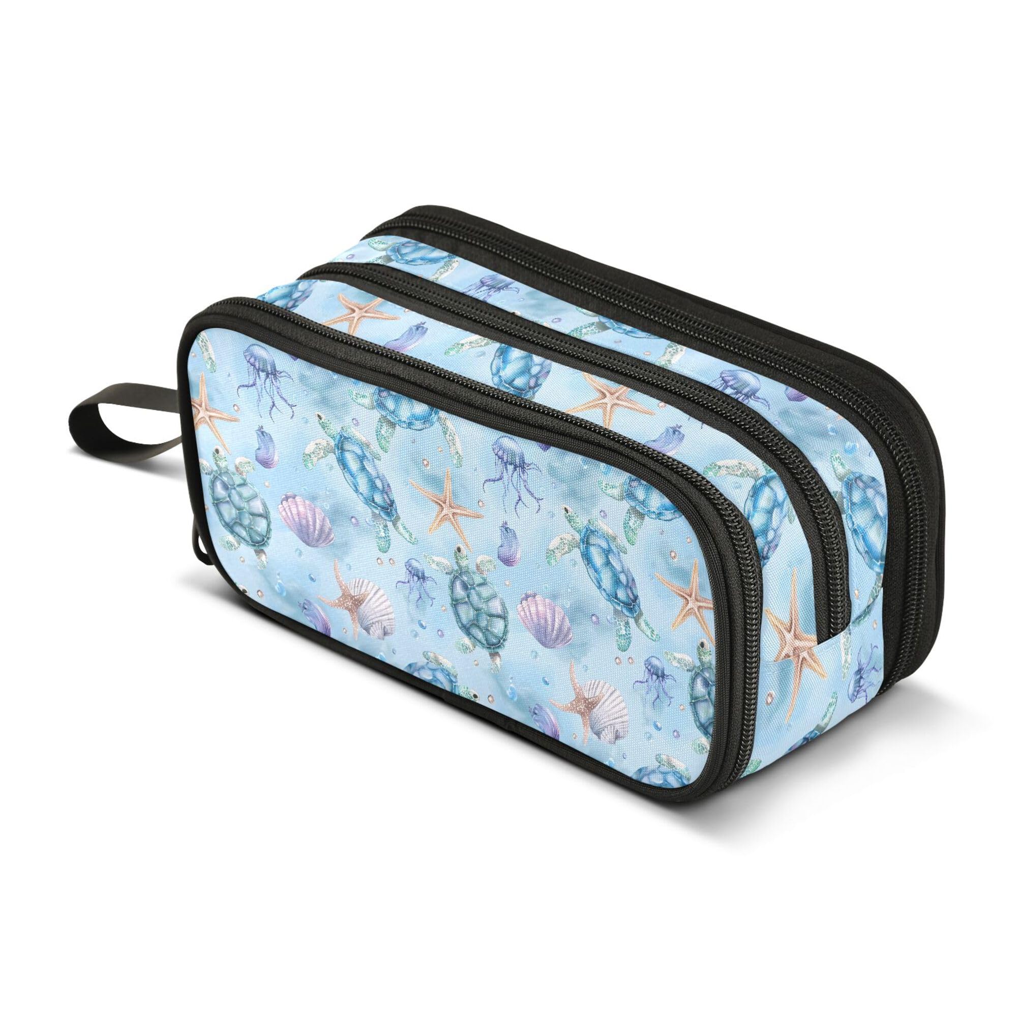 Large Pencil Case, Big Capacity Pencil Bag Pen Pouch Holder 3 Compartments, Sea Turtles School Office Supplies Stationery Makeup Bag Storage Organizer for Students Girls Boys Women Men