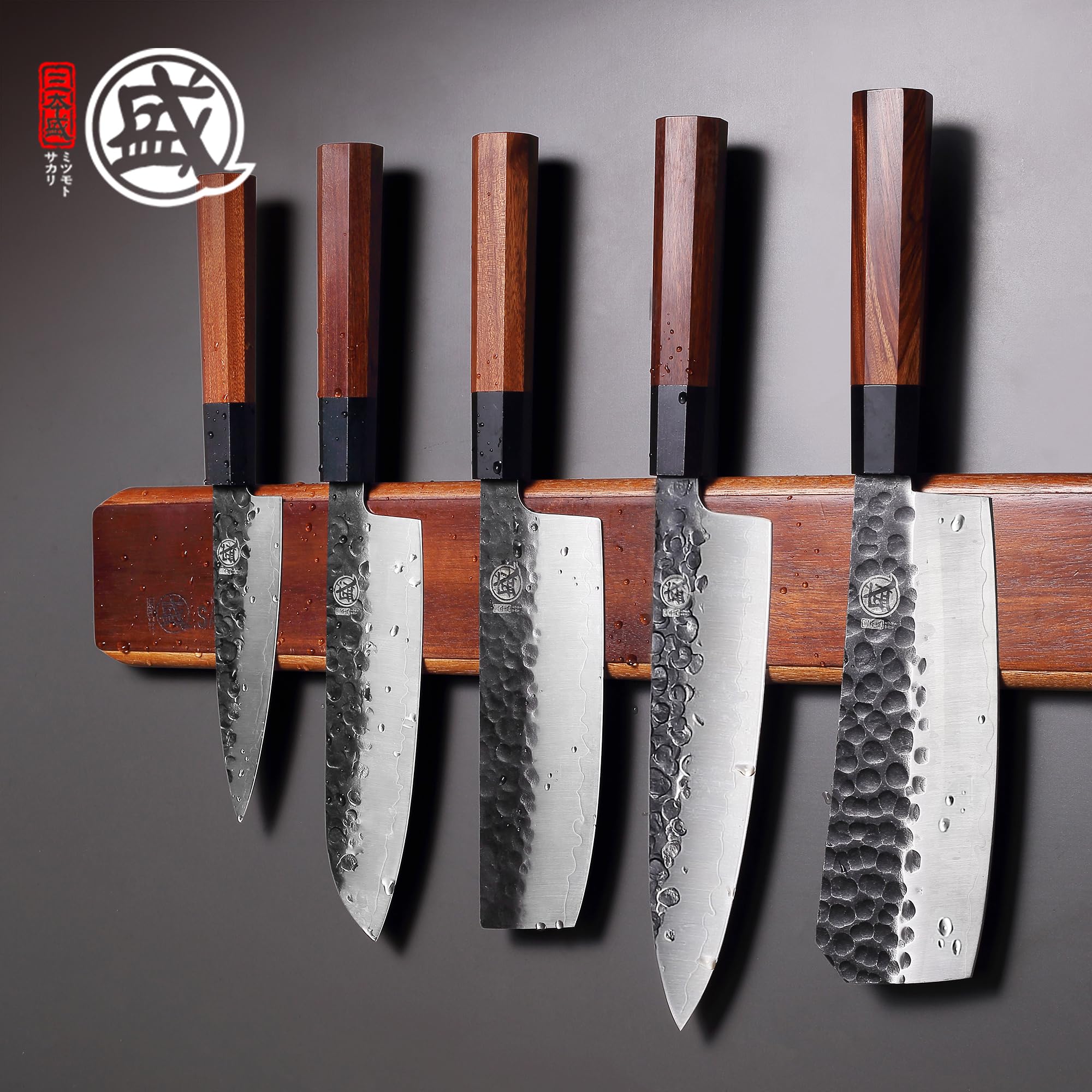 MITSUMOTO SAKARI Support Magnétique pour Couteaux 50 cm, Support Mural pour Couteaux de Cuisine,Support en Bois sans Trous pour Couteaux,pour Ranger les Ustensiles de Cuisine