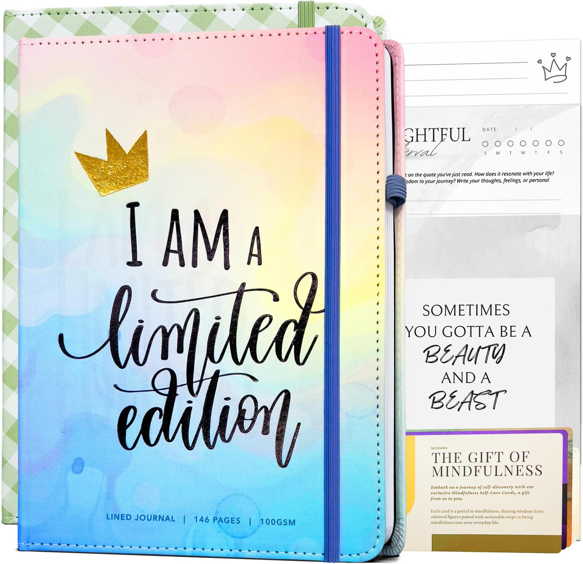MESMOS A5 Vegan Leather Lined Journal for Women, Inspirational and Cute Writing Leather Journals for Women, Hardcover Pretty Notebooks for Writing (Pastel)