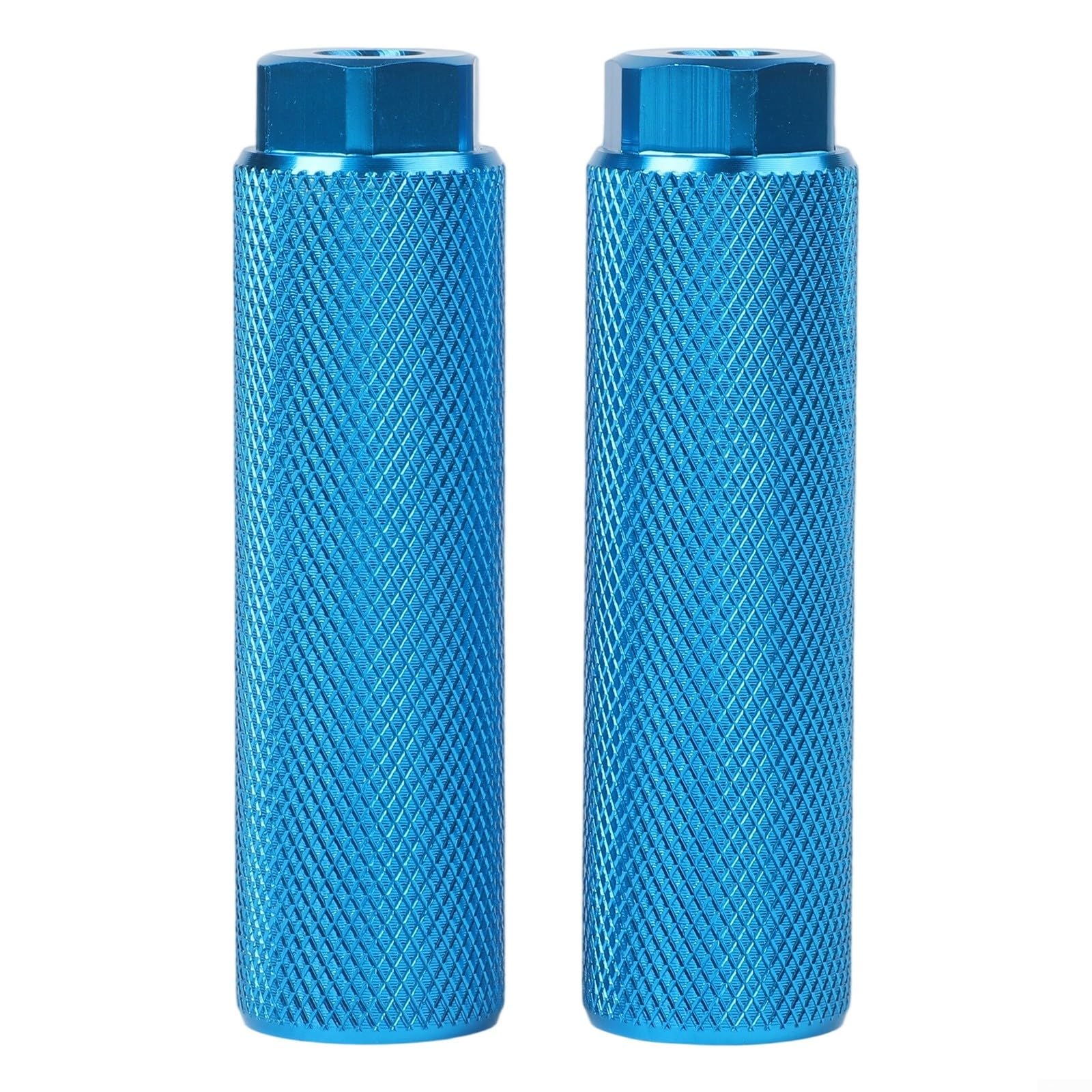 Bike Pegs, 2 Pcs Aluminum Bike Pegs for 3/8" Axles, High-Strength Alloy Knurled Foot Pegs, 100mm Bicycle Pegs Set for Mountain/BMX/Road Bike, Front or Rear Axle(blue)