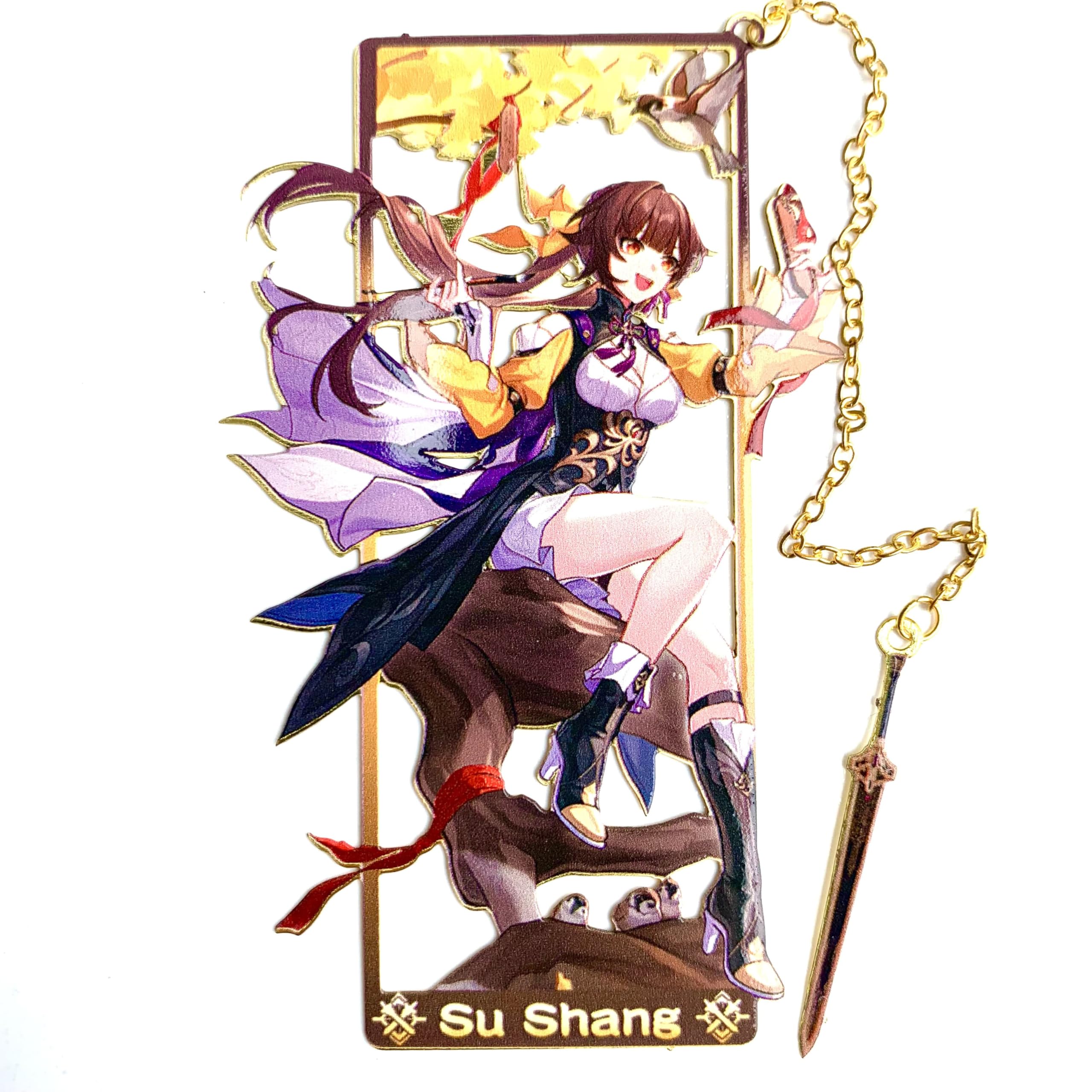 Zllada Honkai Star Rail Sushang Metal Bookmark - Anime Figure Merch with 3D Display Box - Birthday Gifts for Fans Friends Gamer Book Lovers -