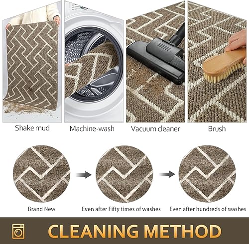 Miniatura 197 de hicorfe Juego de alfombras y tapetes de cocina, alfombra antideslizante de polipropileno súper absorbente, tapete suave y cómodo, lavable para Negro