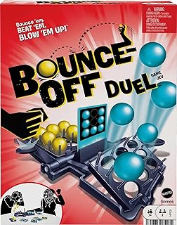 Mattel Games Bounce-Off Duel 2-Player Game for Kids, Teens & Adults, Slam the Paddles & Balls Pop Out with Challenge Cards