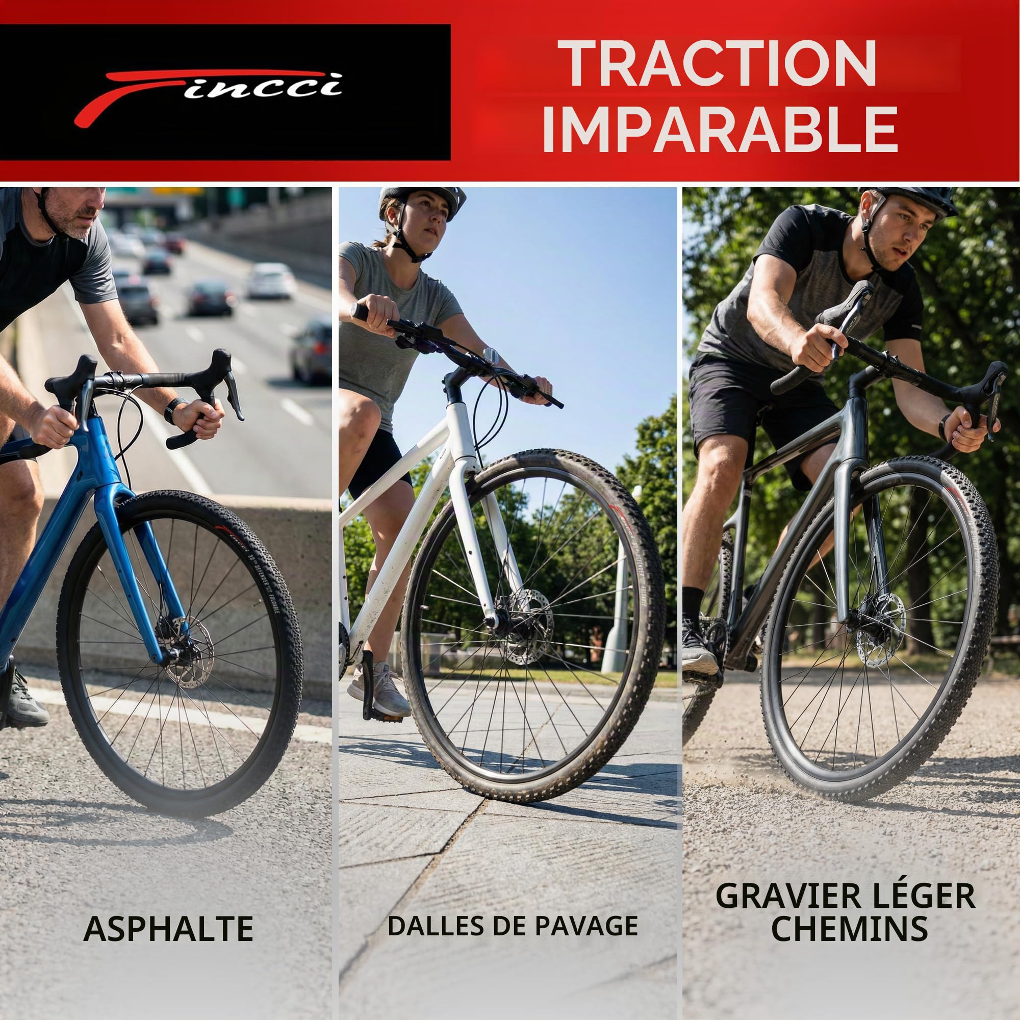Fincci Pneu Gravel 700x38c 40-622 Pliable 30 TPI Anti-Crevaison (Lot de 2) | Pneus Gravel Pliables 700x38c, ETRTO 40-622, 30 TPI et Protection 1 mm - Pour Route, VTT, Hybride et VAE - Lot de 2