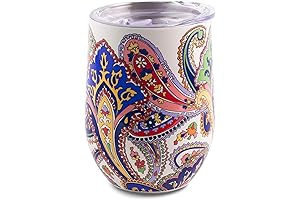Vera Bradley Women's Insulated Wine Tumbler, 12 Ounce Travel Cup, Stainless Steel...