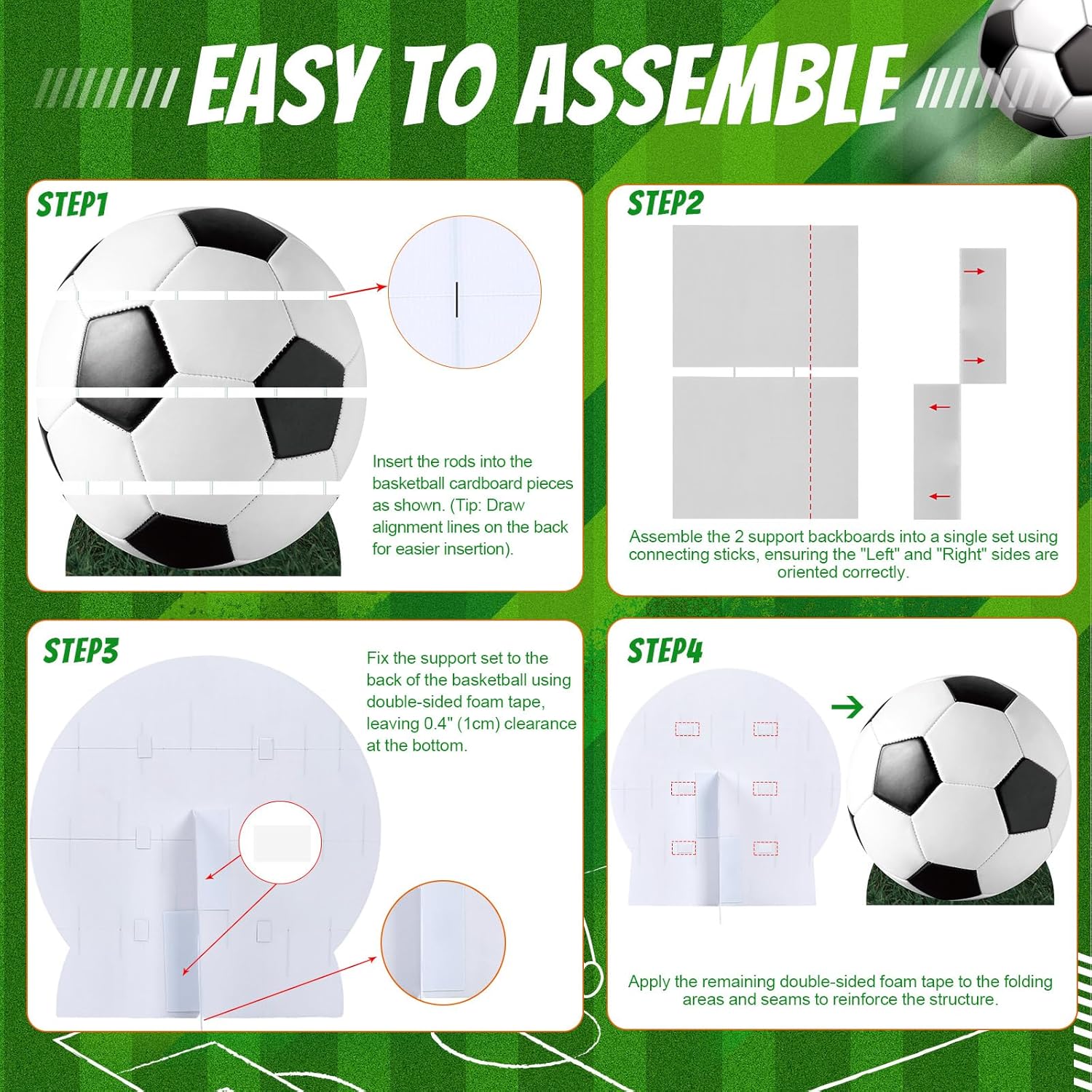 3.4 Ft Soccer Ball Cardboard Cutout, Large Soccer Cutouts Party Decoration, Sports Theme Photo Prop Backdrop for Game Day, Soccer Tournament Fan Party, Birthday Celebration Event Decor