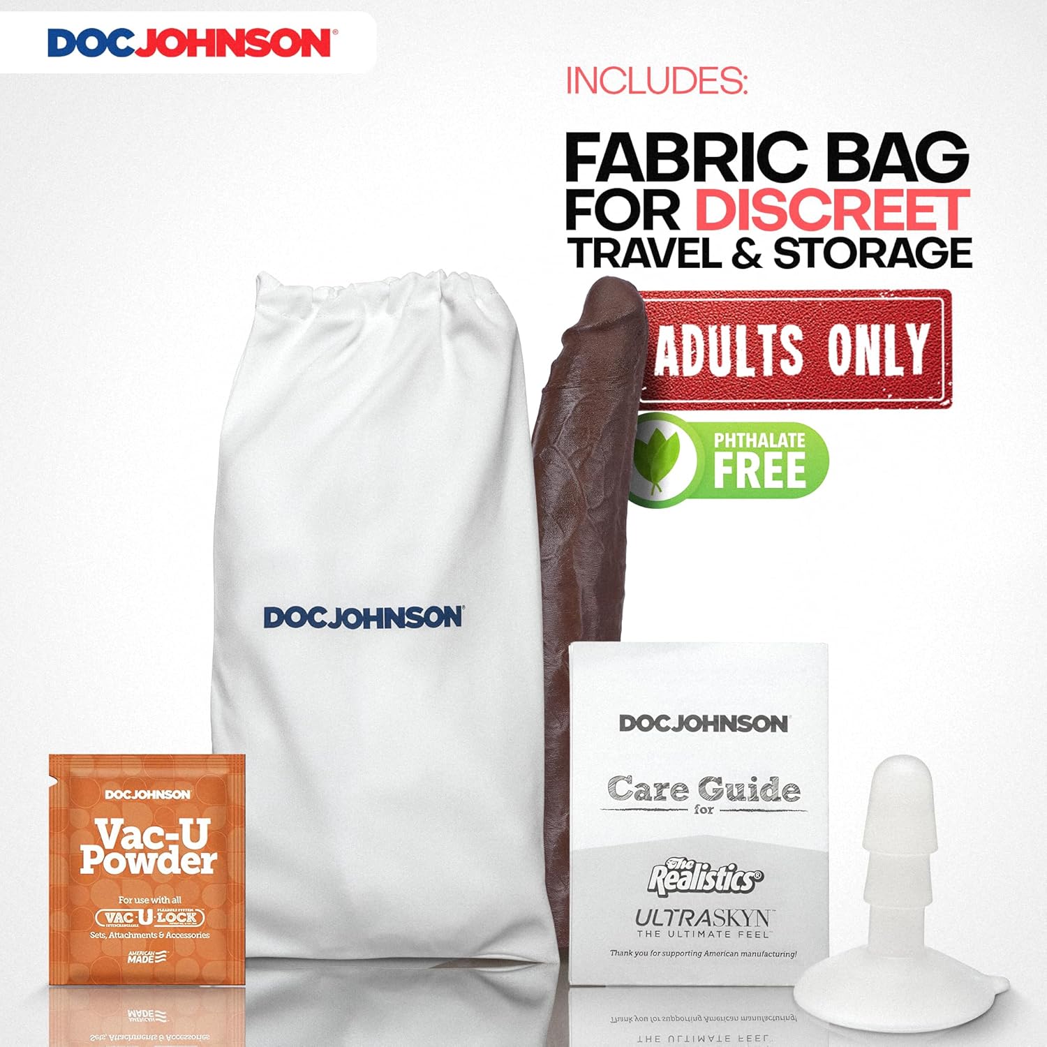Doc Johnson Signature Series - Damion Dayski - 12 Inch ULTRASKYN Dildo with Removable Vac-U-Lock Suction Cup - F-Machine & Harness Compatible - for Adults Only, Chocolate