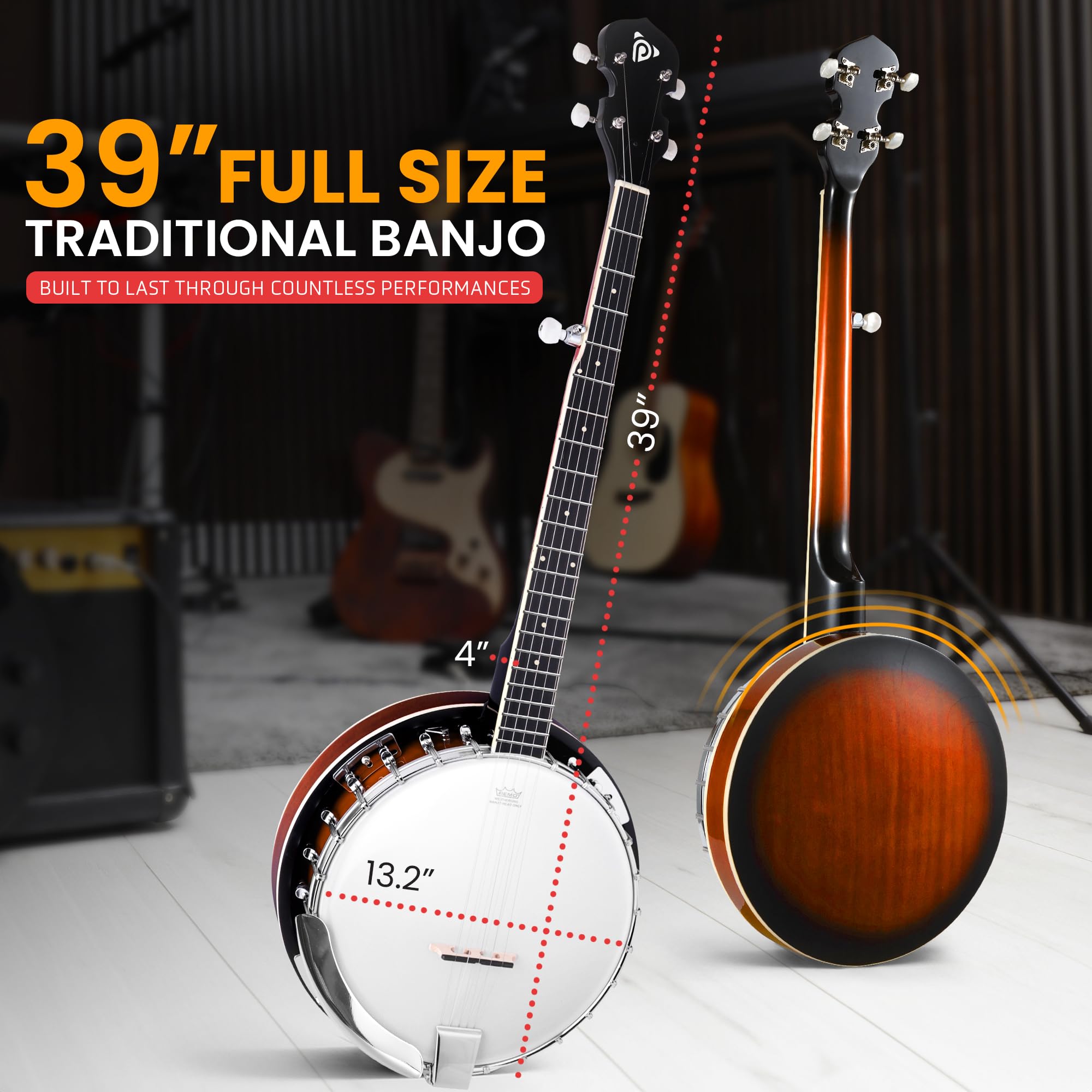 Amazon.com: Pyle Banjo Kit with Remo Head and Sapele Resonator, 39