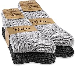 SockWaddles 4 Paar Alpaka Socken für Herren Damen, Atmungsative Thermosocken Extra Warm, Dicke Wintersocken mit Alpakawolle Größen 39-42 43-47