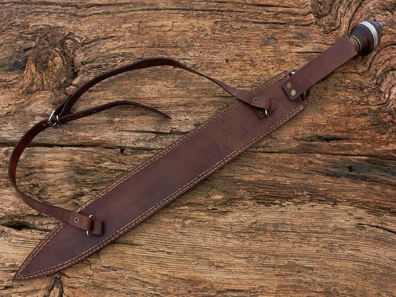 Damascus Steel Gladiator Sword/Handmade Roman Gladius Sword/Sword with Leather Sheath.