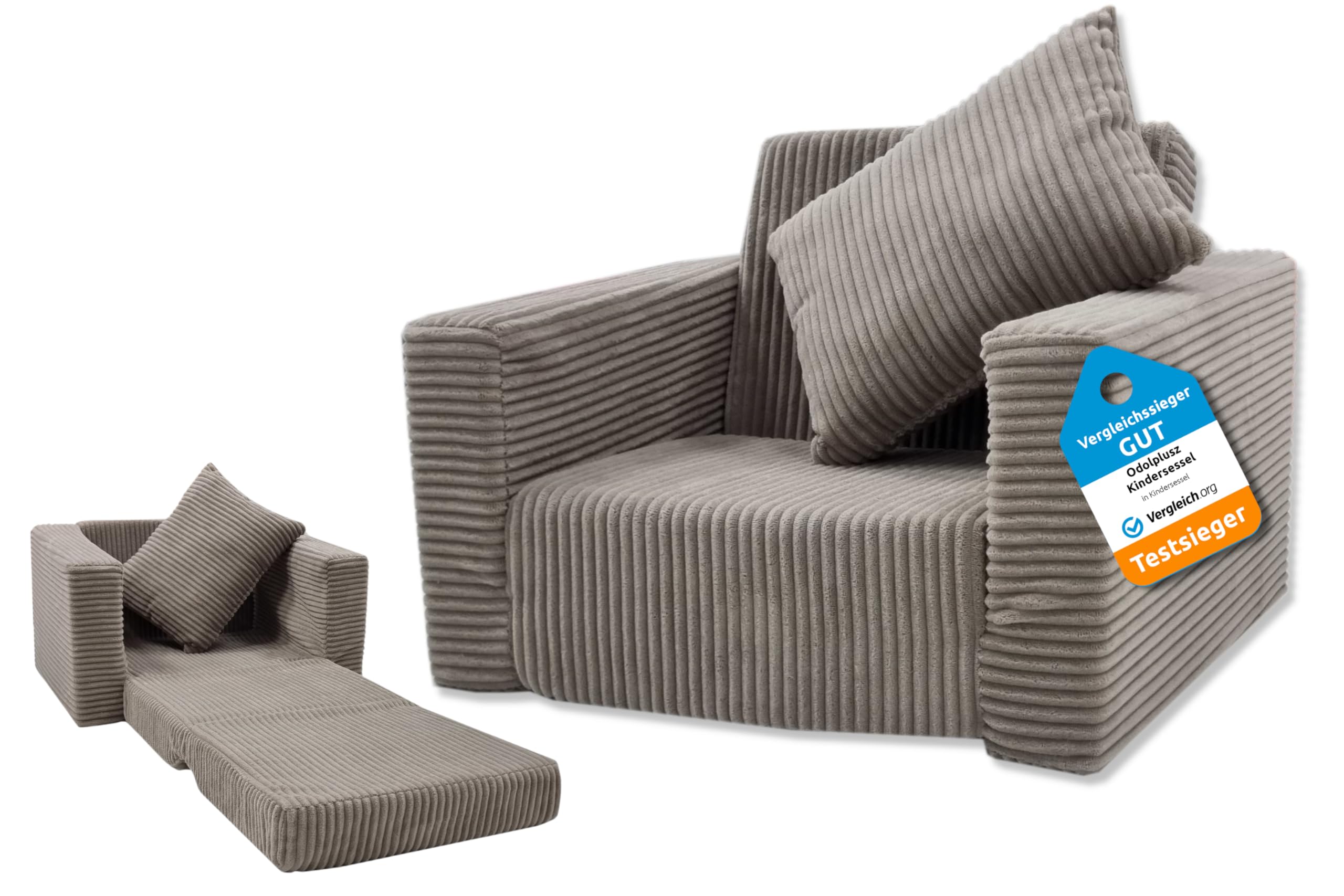 Odolplusz Poltrona pieghevole per bambini - Mini poltrona accogliente - Mobili per la cameretta dei bambini - Beige in velluto a coste