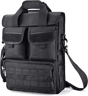 Tactical Messenger Bag Military MOLLE Sling Shoulder Pack Briefcase Laptop Assault Gear Handbags Utility Carry Satchel (Black, 15.6 inch)