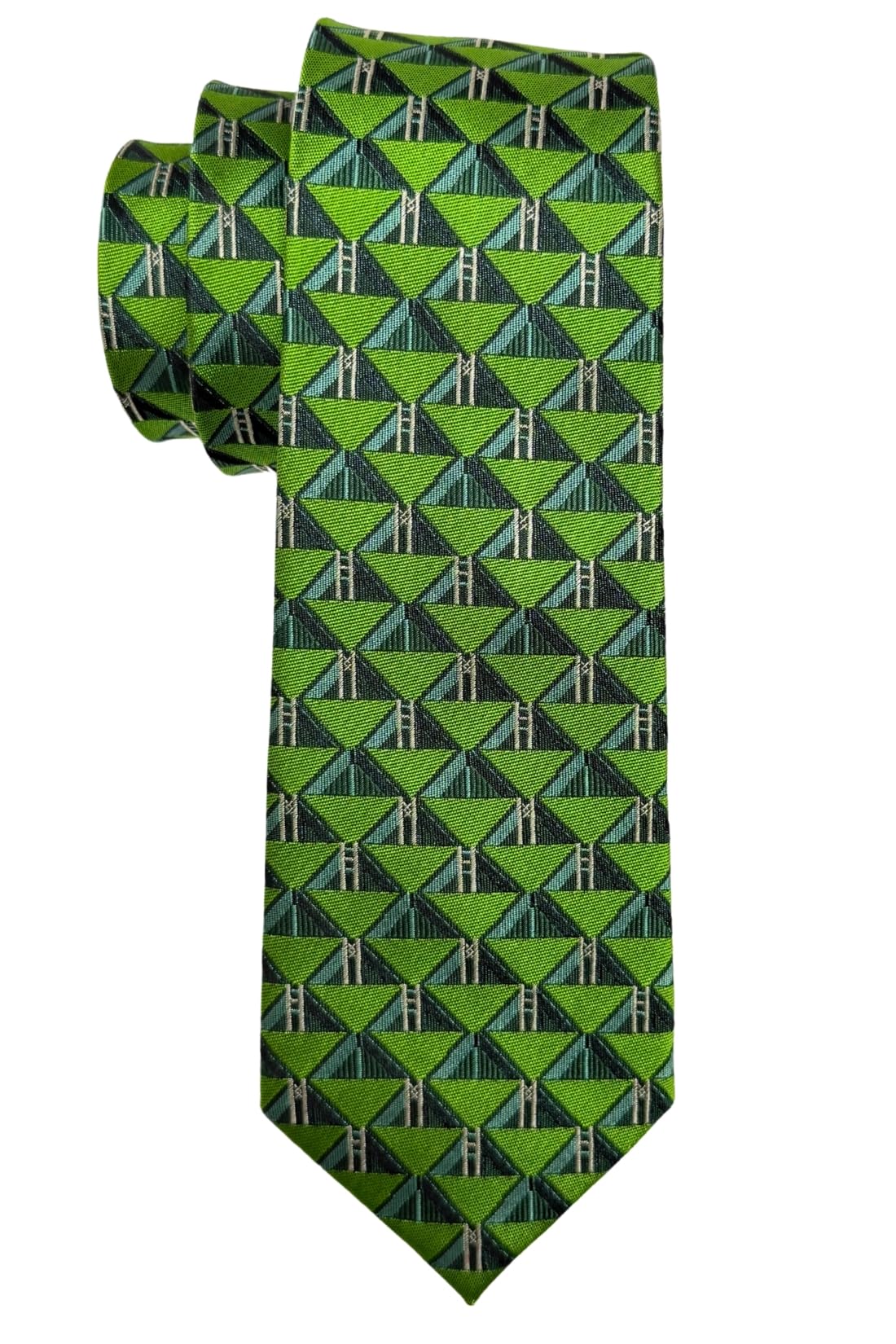 the tie hub Green Geometric Silk Necktie for Men – Textured Woven Pattern Formal & Business Wear Tie-picture-42