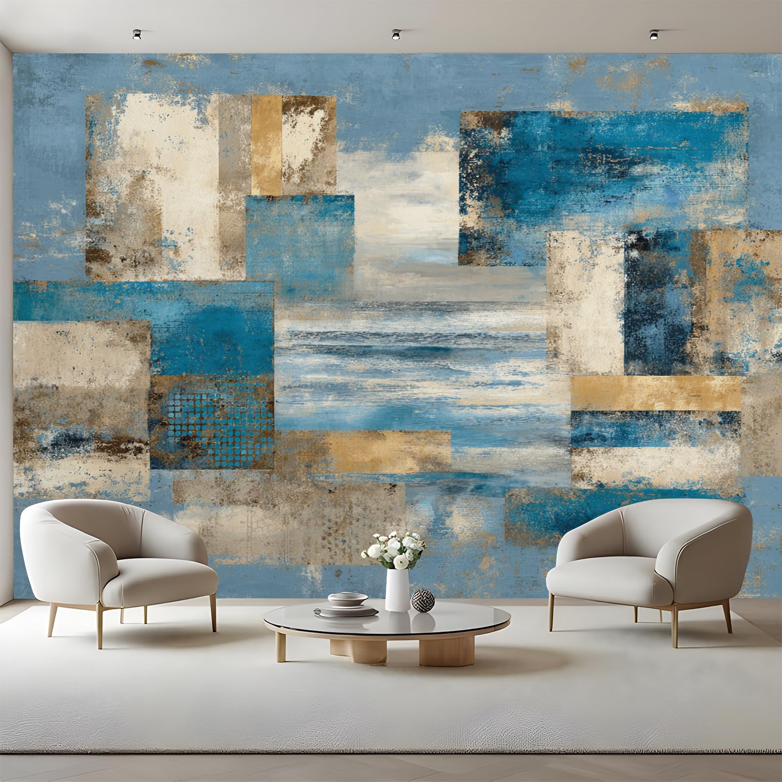 Papier peint résumé marron en toile de qualité supérieure, impression géométrique chic