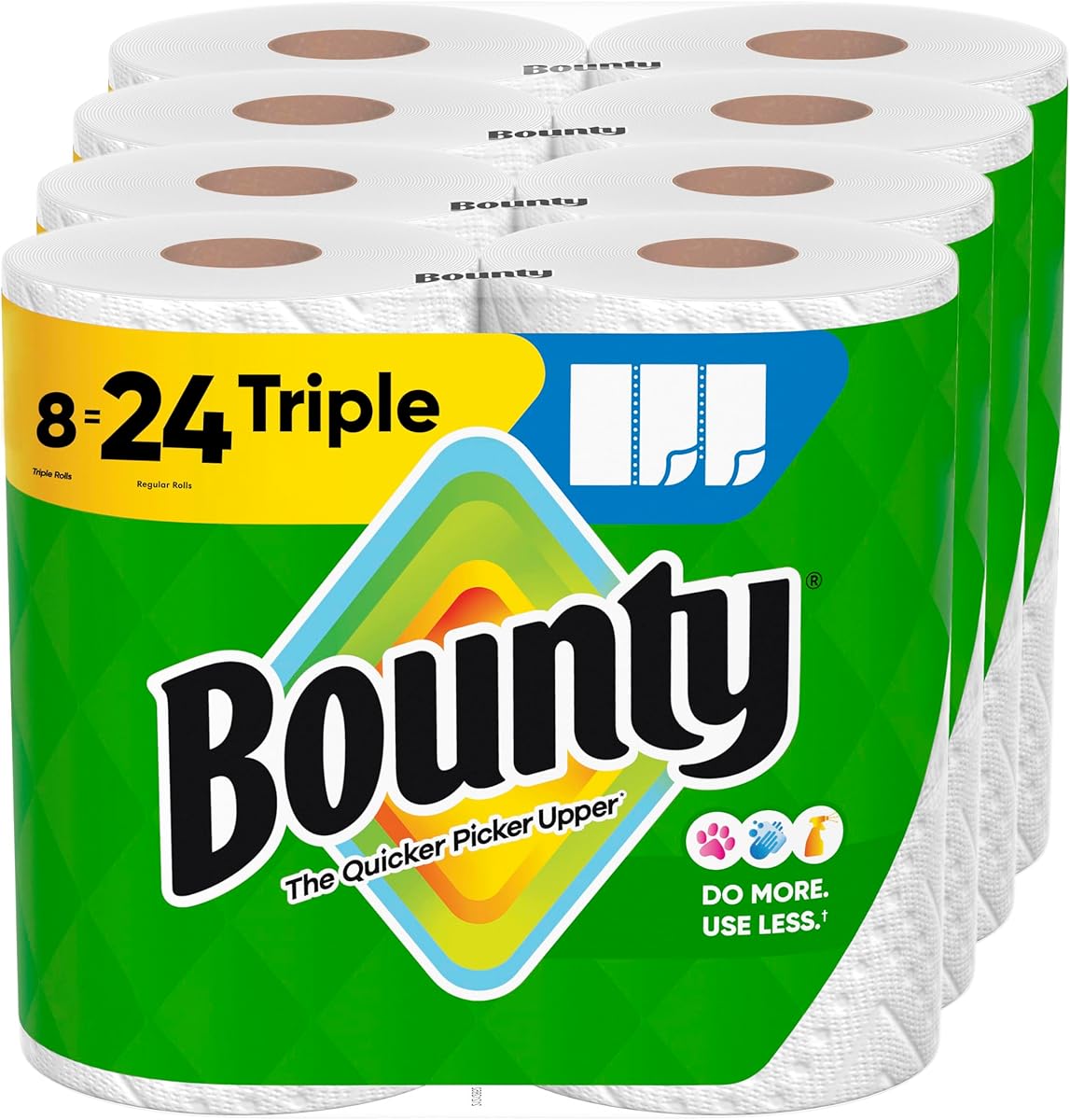 Bounty Paper Towels Select-A-Size White, 8 Triple Rolls, 123 Sheets Per Roll