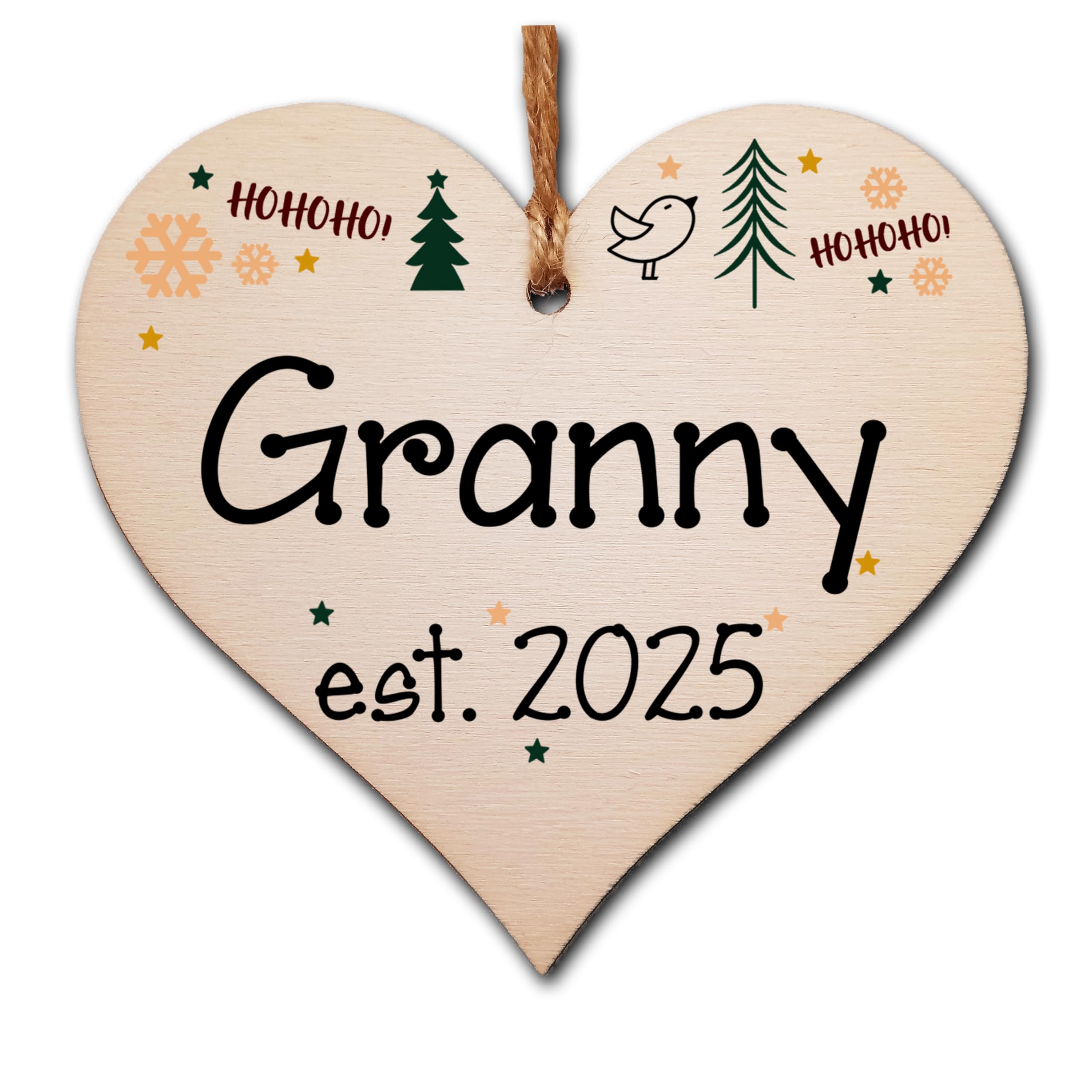 Gift In Can Handmade Christmas Hanging Wooden Heart Plaque Decoration Gift Perfect Grannys Grandparents Newborns 2025