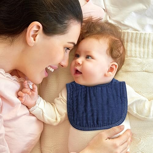 Miniatura 5 de Frienda 6 piezas de baberos de muselina para dentición de bebé, bandana, baberos, 6 capas absorbentes para bebé, niño y niña, paño de algodón para
