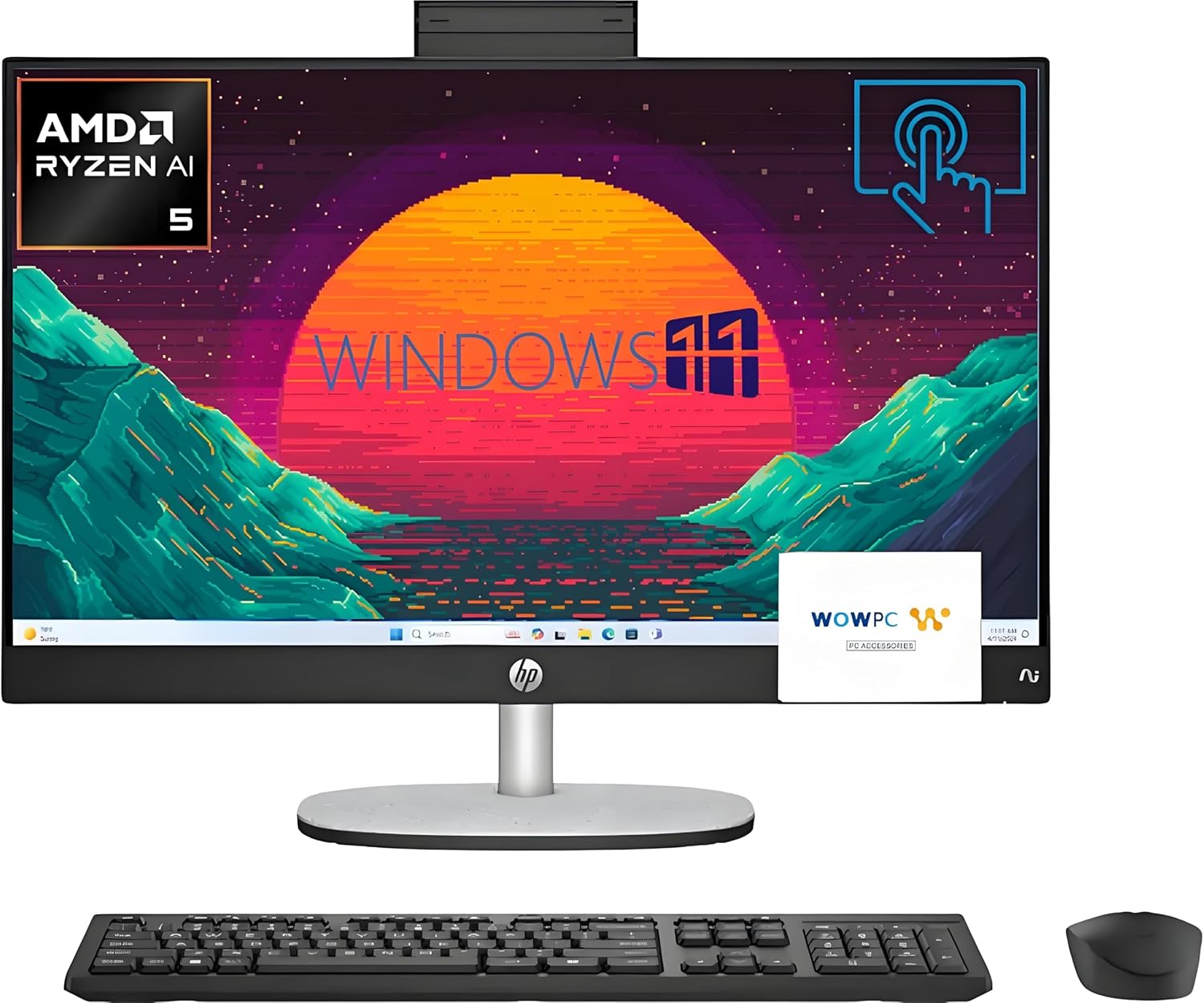 HP 23.8" FHD Touchscreen Next Gen All-in-One Desktop Computer for Office, AMD Ryzen AI 5 CPU, 32GB DDR5, 1TB PCIe+500GB External Storage, HDMI, Type-C, Wi-Fi 6, Wireless KB&Mouse, Win11, Jet Black
