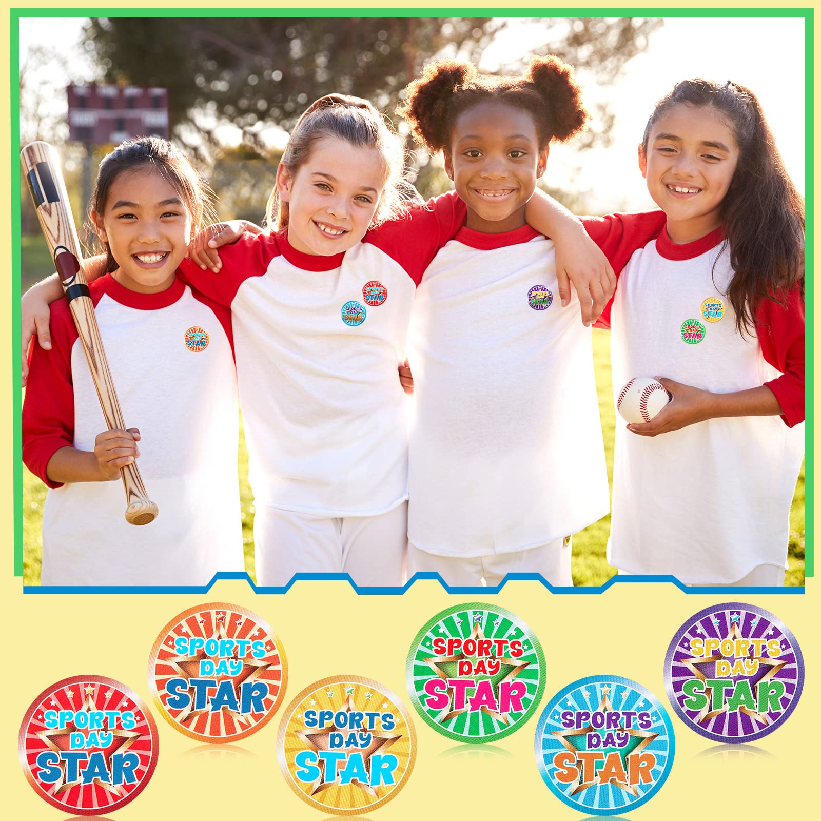Tenare 300 Sports Day Stickers for Kids 240 Star Animal & 60 1st 2nd 3rd Participation Rosette Award Stickers for School PE for Events Competitions and Classroom Rewards(Classic Style) - Image 4