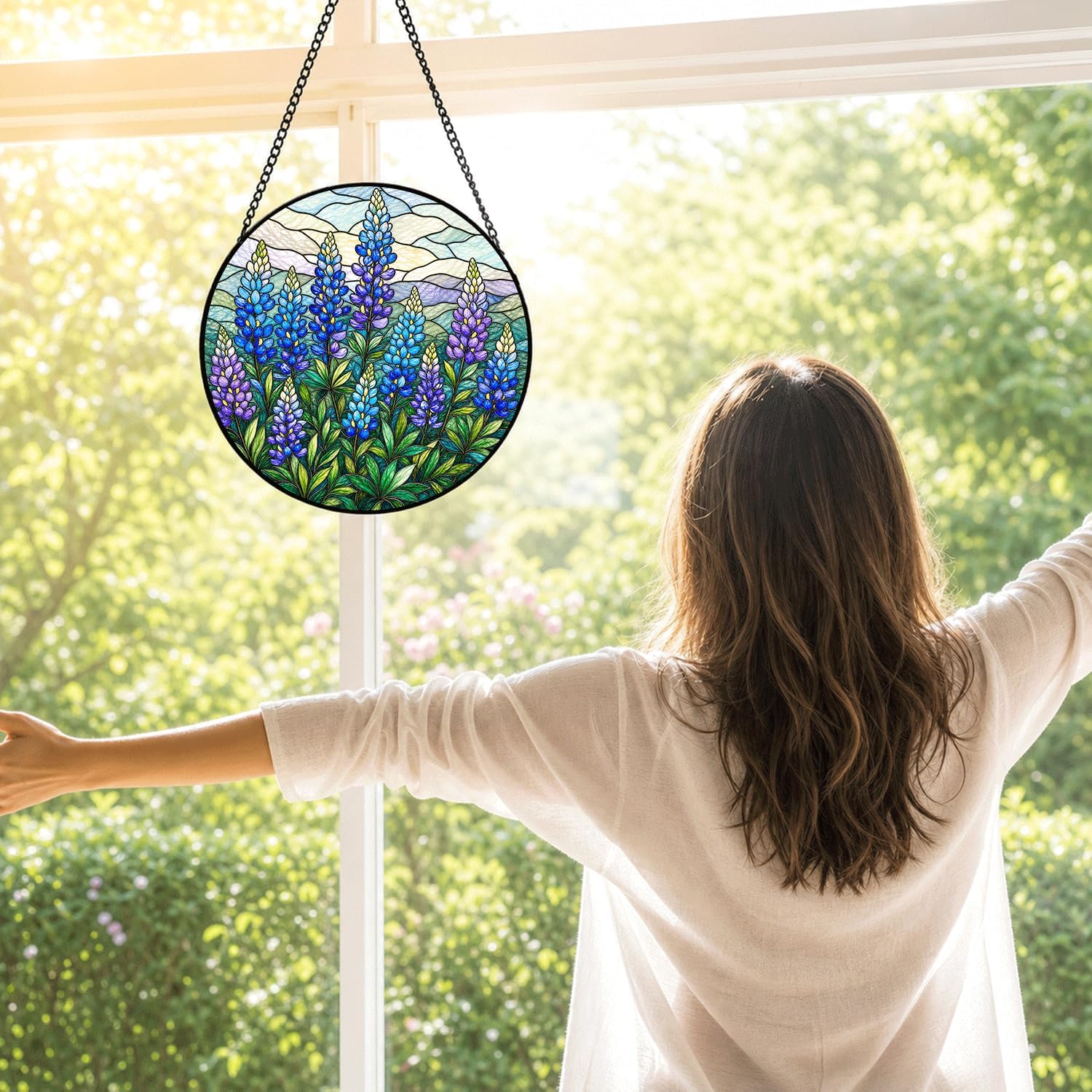 Stained Glass Window Hanging Colorful Tree of Life Sun Catchers 6.3 inch