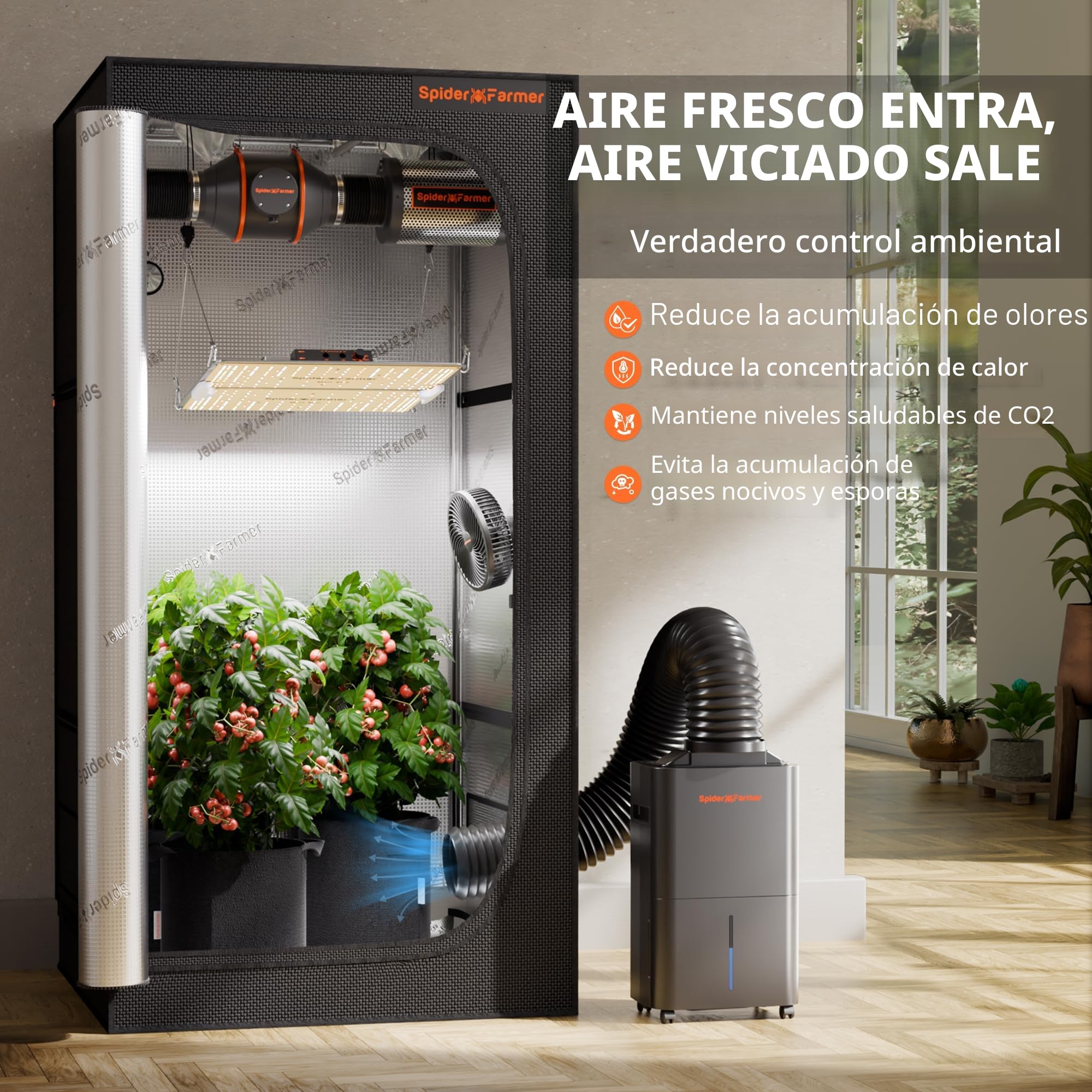 SPIDER FARMER Deshumidificador actualizado de 12 litros, deshumidificador eléctrico con cable RJ12, descongelación automática, función de temporizador de 24 horas, deshumidificador para tienda de