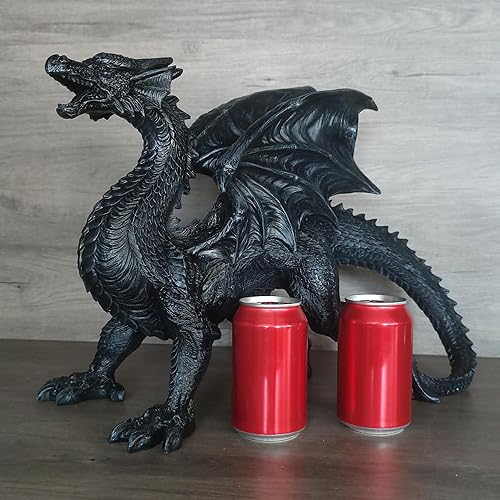 Miniatura 6 de Estatua de dragón alado gótico medieval gótico medieval de gran tamaño, estatua de dragón alado, decoración de fantasía, decoración de mesa de