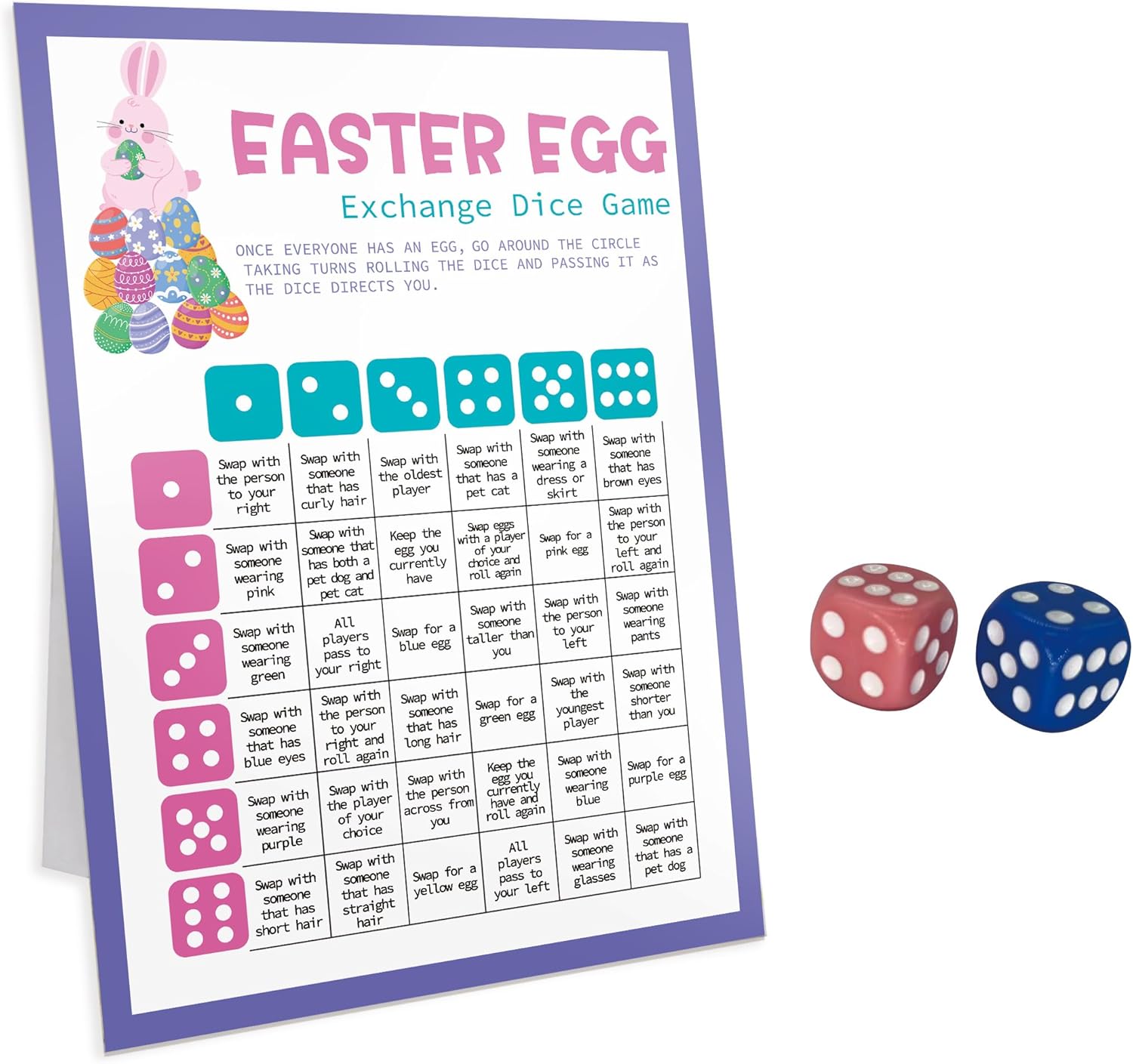 Easter Egg Exchange Dice Game, Easter Group Game, Easter Party Game, Fun Easter Games, Pass the Egg Easter Party Game, Easter Egg Swap Game -CD02