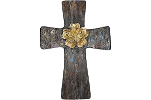Hand Painted Decorative Cross: Vintage Farmhouse Charm for Your Abode