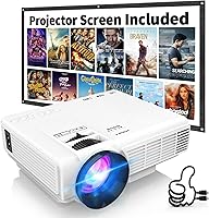 1080P Mini Projector with Screen & Two-Way Bluetooth 5.2 - Portable Home Theater for Phones, TV Sticks, Indoor/Outdoor Movies