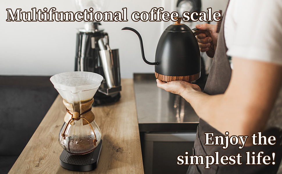 Bilancia da caffè digitale con timer, bilancia per espresso da 3 kg/0,1 g, bilancia di precisione, bilancia ricaricabile da cucina con display LED per