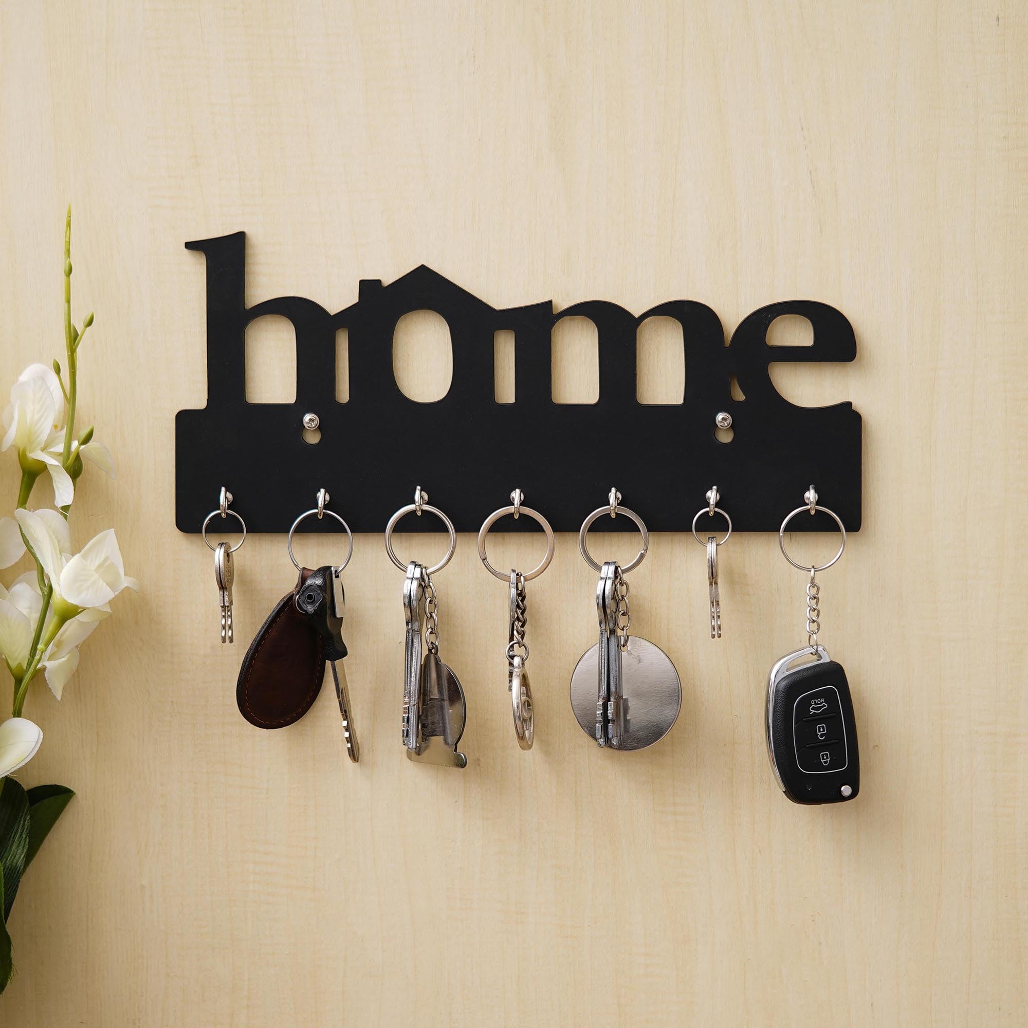 Webelkart Premium Home Keys Wooden Key Holder (29 cm x 13.5 cm x 0.4 cm, Wood) 7 Hook - Decorative Items for Home Decor (Black) (B0D4F4R4RK) Amazon Price History, Amazon Price Tracker